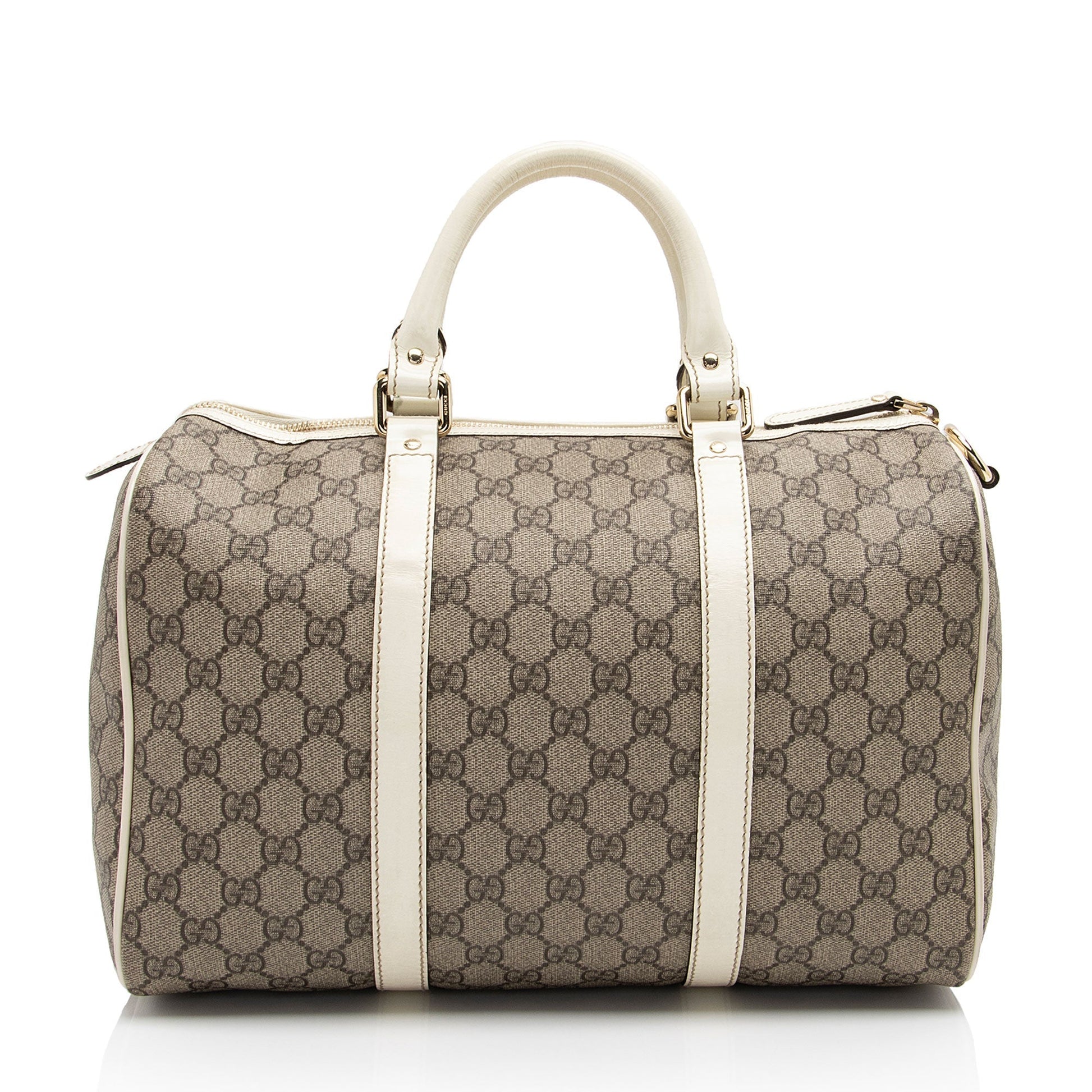 Gucci GG Supreme Joy Boston SHF-4jQ6xr Leather Canvas Patent White Satchel Bag