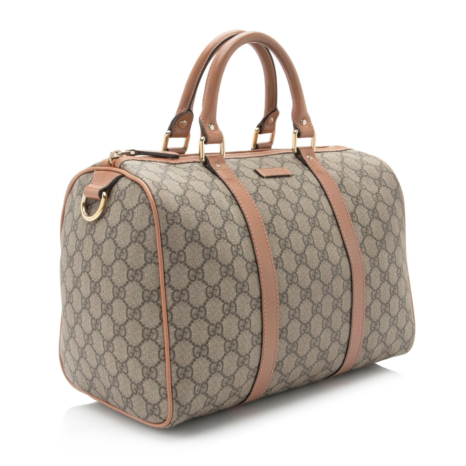Gucci GG Supreme Joy Boston SHF-YCXPf7 Leather Canvas Brown Satchel Bag