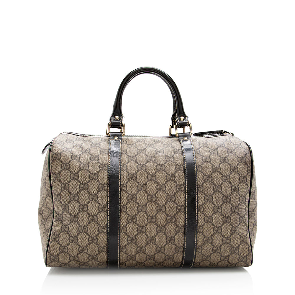 Gucci GG Supreme Joy Boston SHF Leather Canvas Brown Satchel Bag