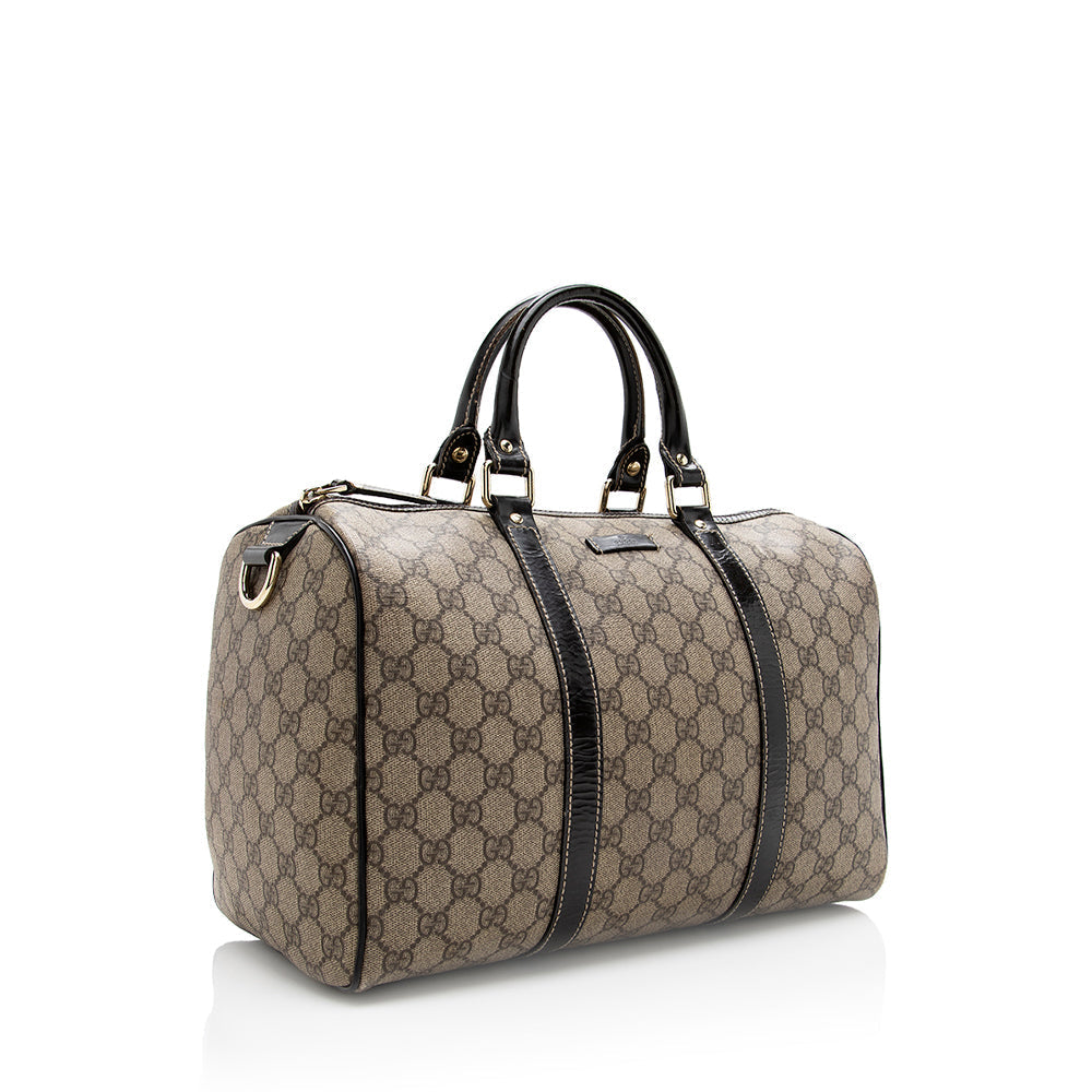 Gucci GG Supreme Joy Boston SHF Leather Canvas Brown Satchel Bag