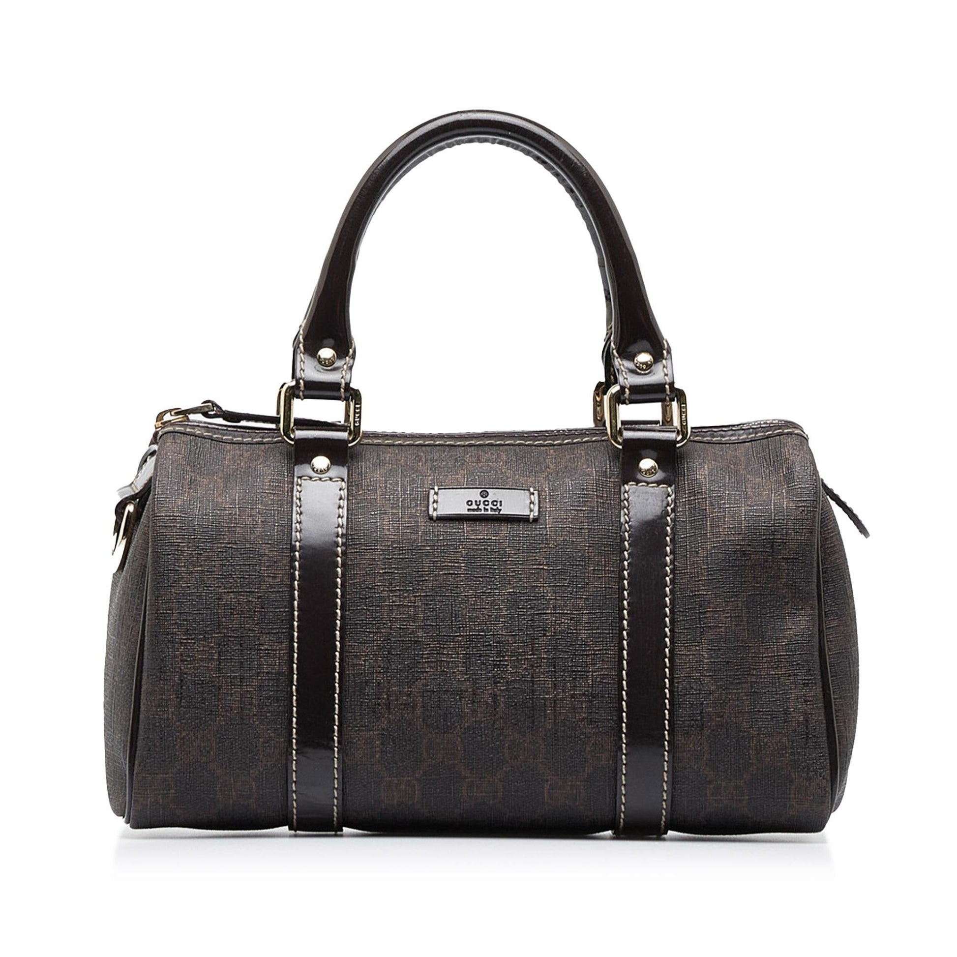 Gucci GG Supreme Joy Boston SHG-MZxs2V Canvas Calf Brown Satchel Bag