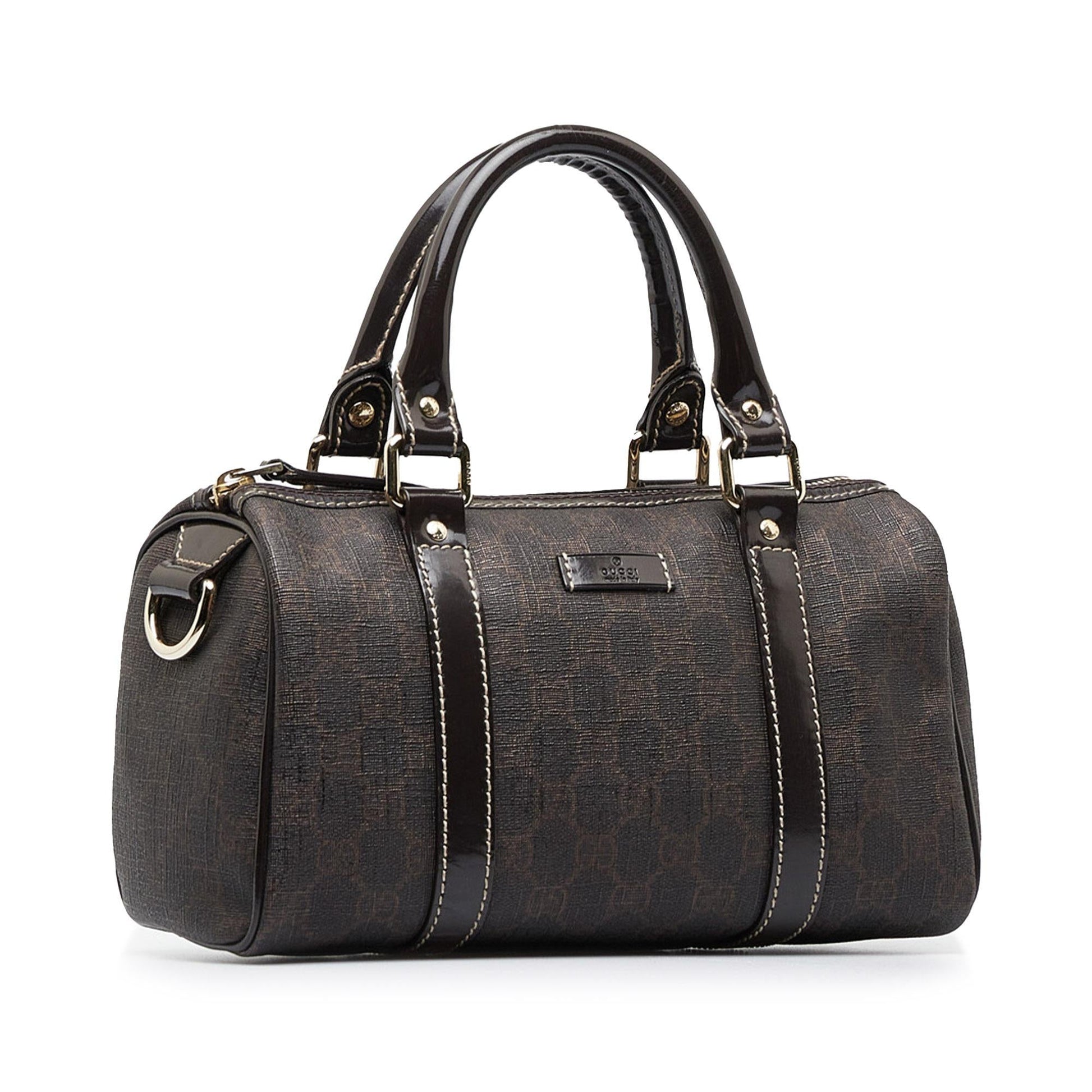 Gucci GG Supreme Joy Boston SHG-MZxs2V Canvas Calf Brown Satchel Bag