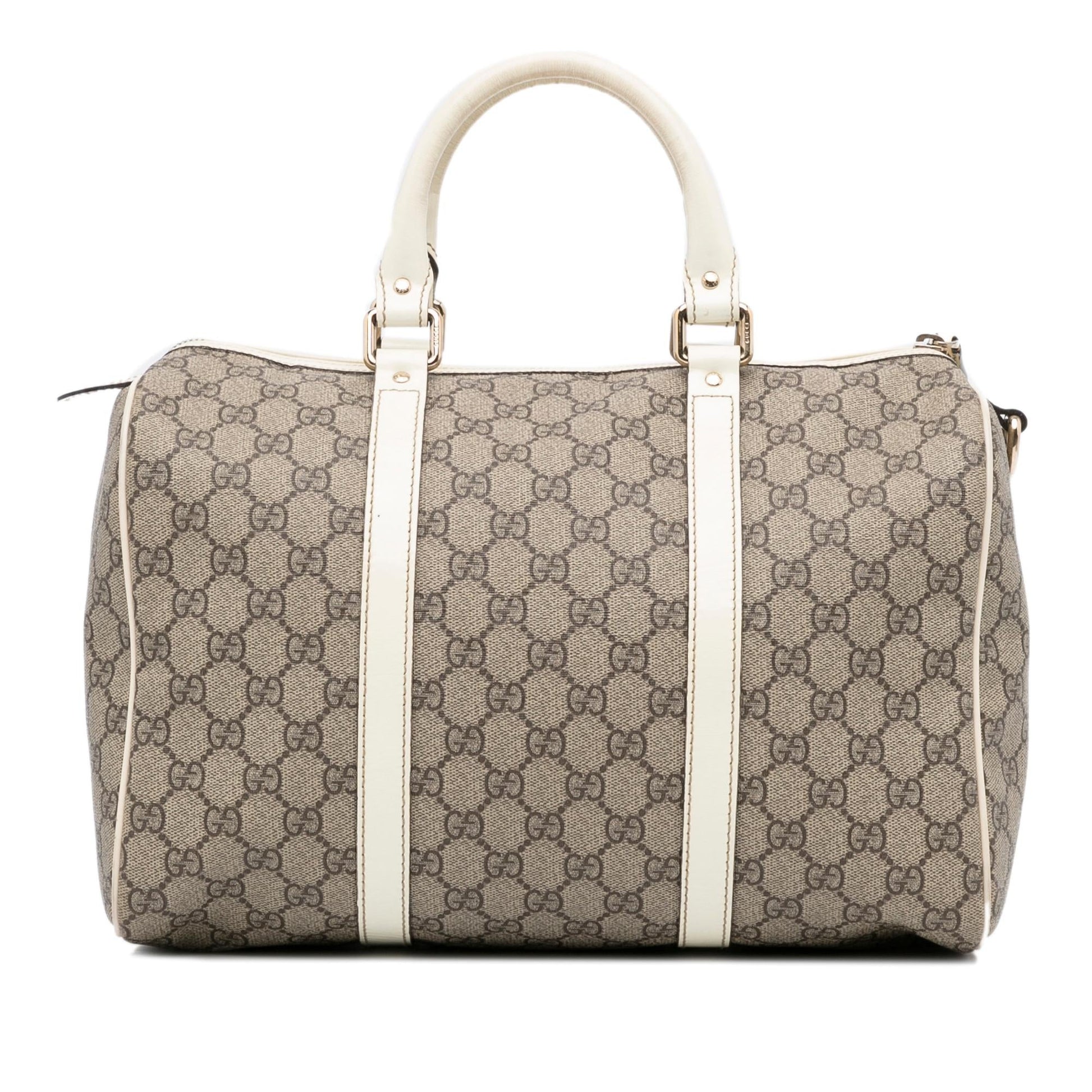 Gucci GG Supreme Joy Boston SHG-fZoWr0 Canvas Calf White Brown Satchel Bag