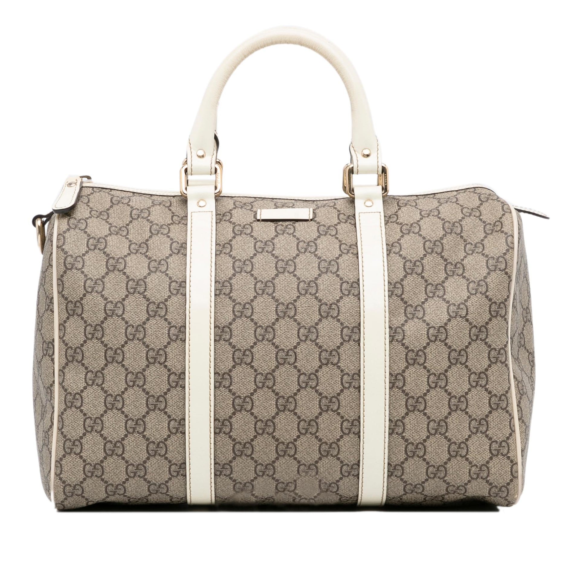 Gucci GG Supreme Joy Boston SHG-fZoWr0 Canvas Calf White Brown Satchel Bag