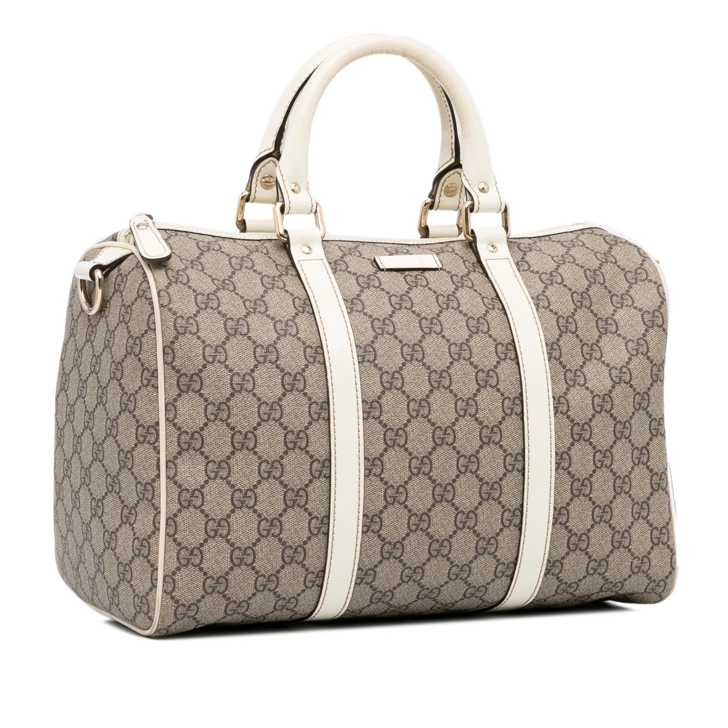 Gucci GG Supreme Joy Boston SHG-fZoWr0 Canvas Calf White Brown Satchel Bag