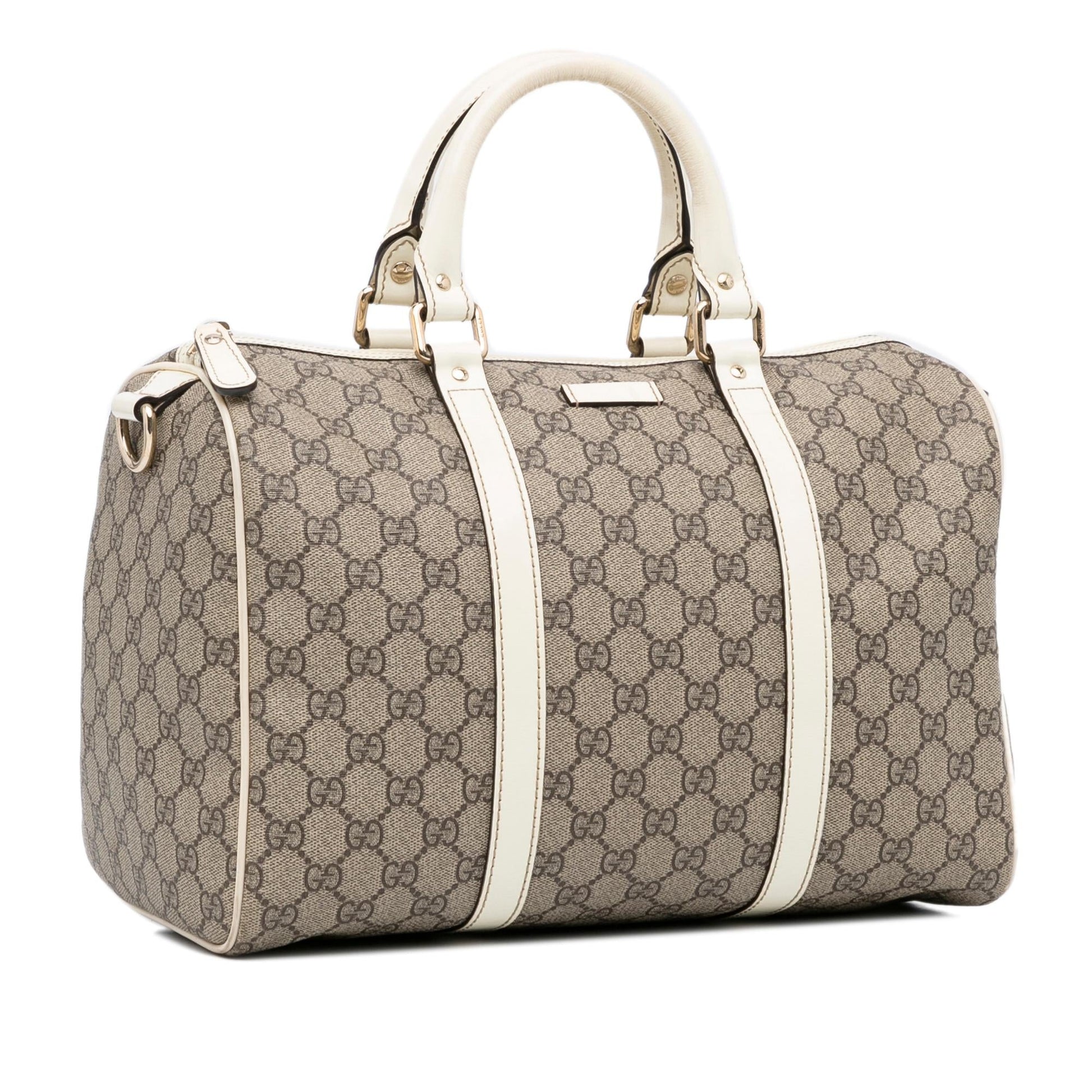 Gucci GG Supreme Joy Boston SHG-fZoWr0 Canvas Calf White Brown Satchel Bag