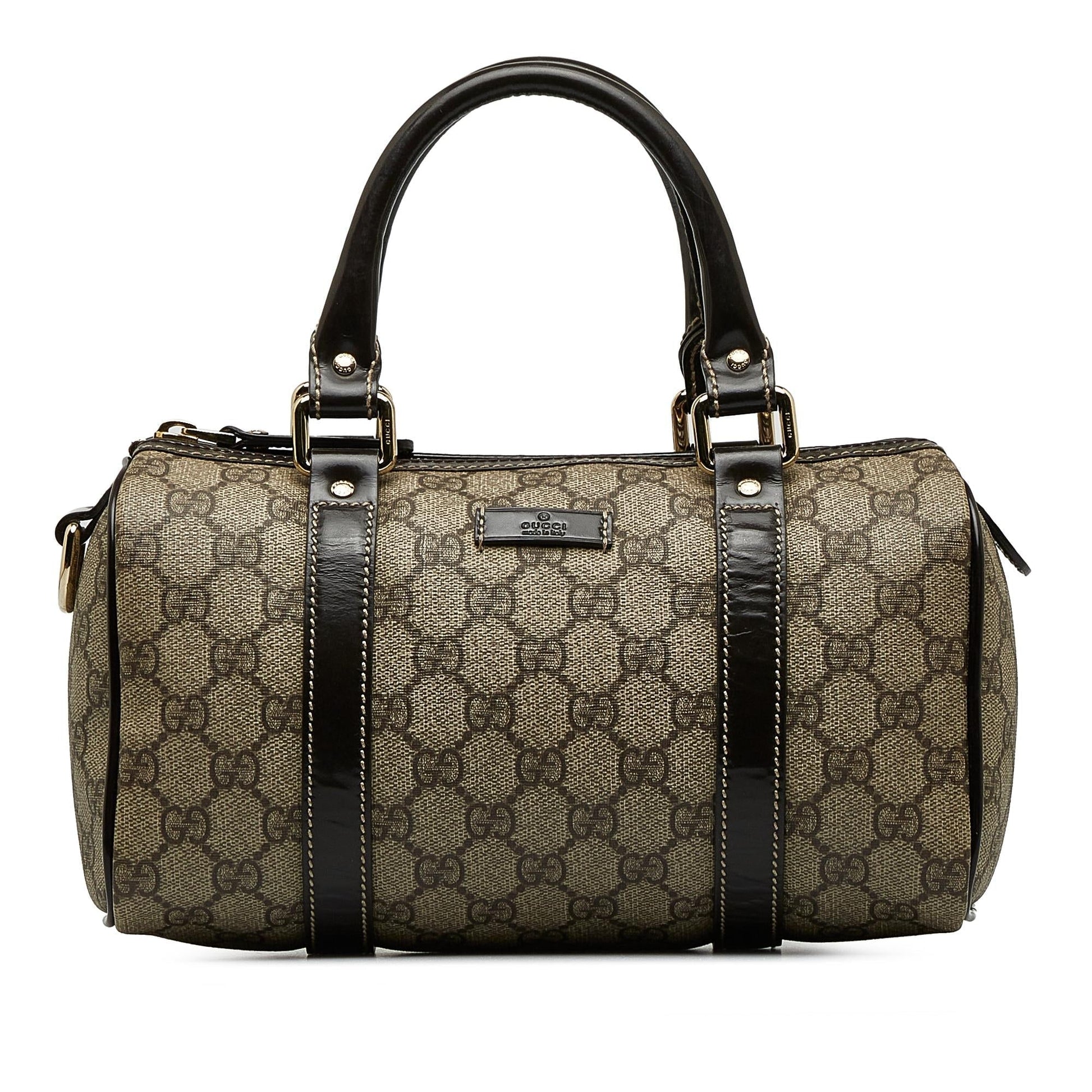 Gucci GG Supreme Joy Boston SHG-jwcpdR Canvas Calf Brown Satchel Bag