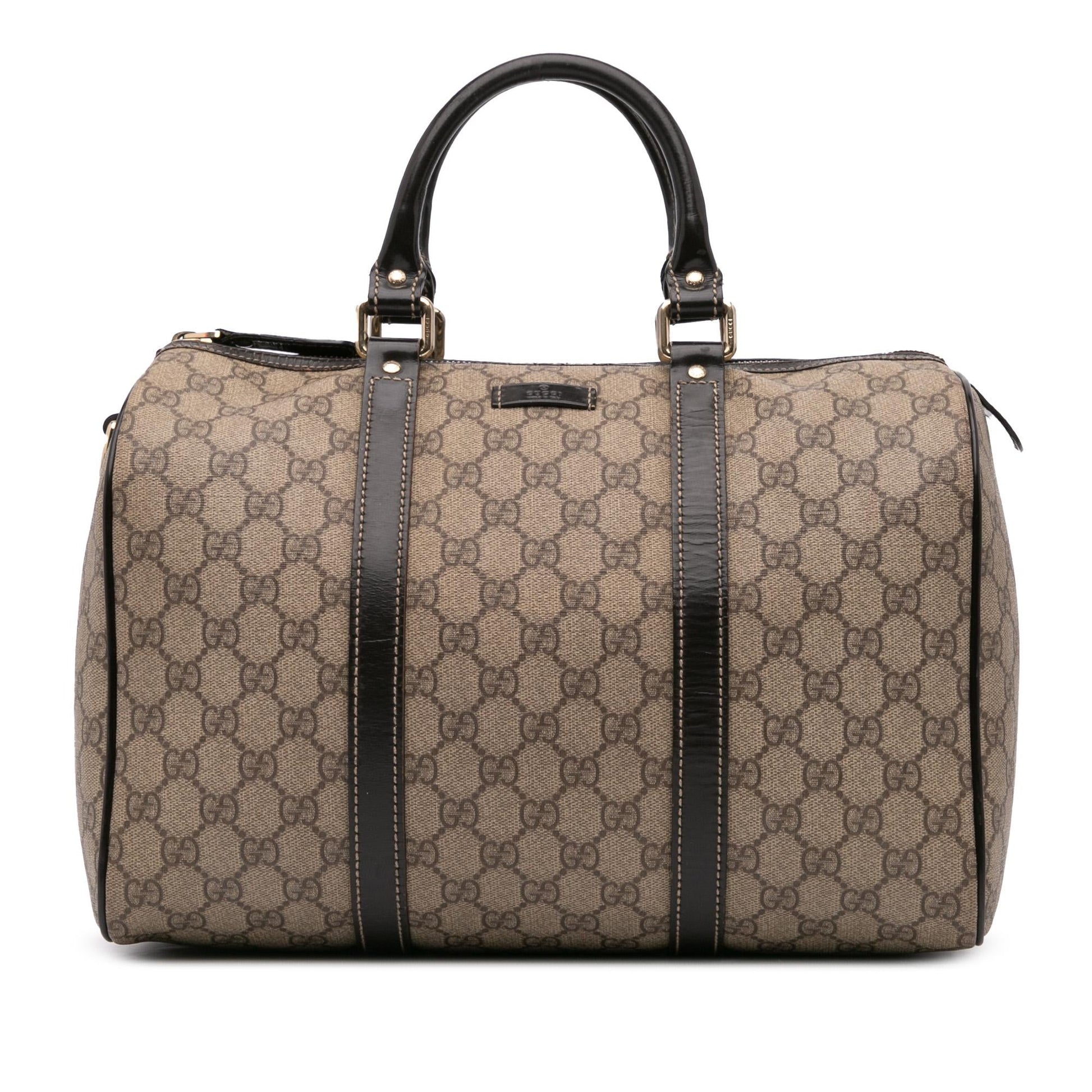 Gucci GG Supreme Joy Boston Canvas Calf Brown Satchel Bag