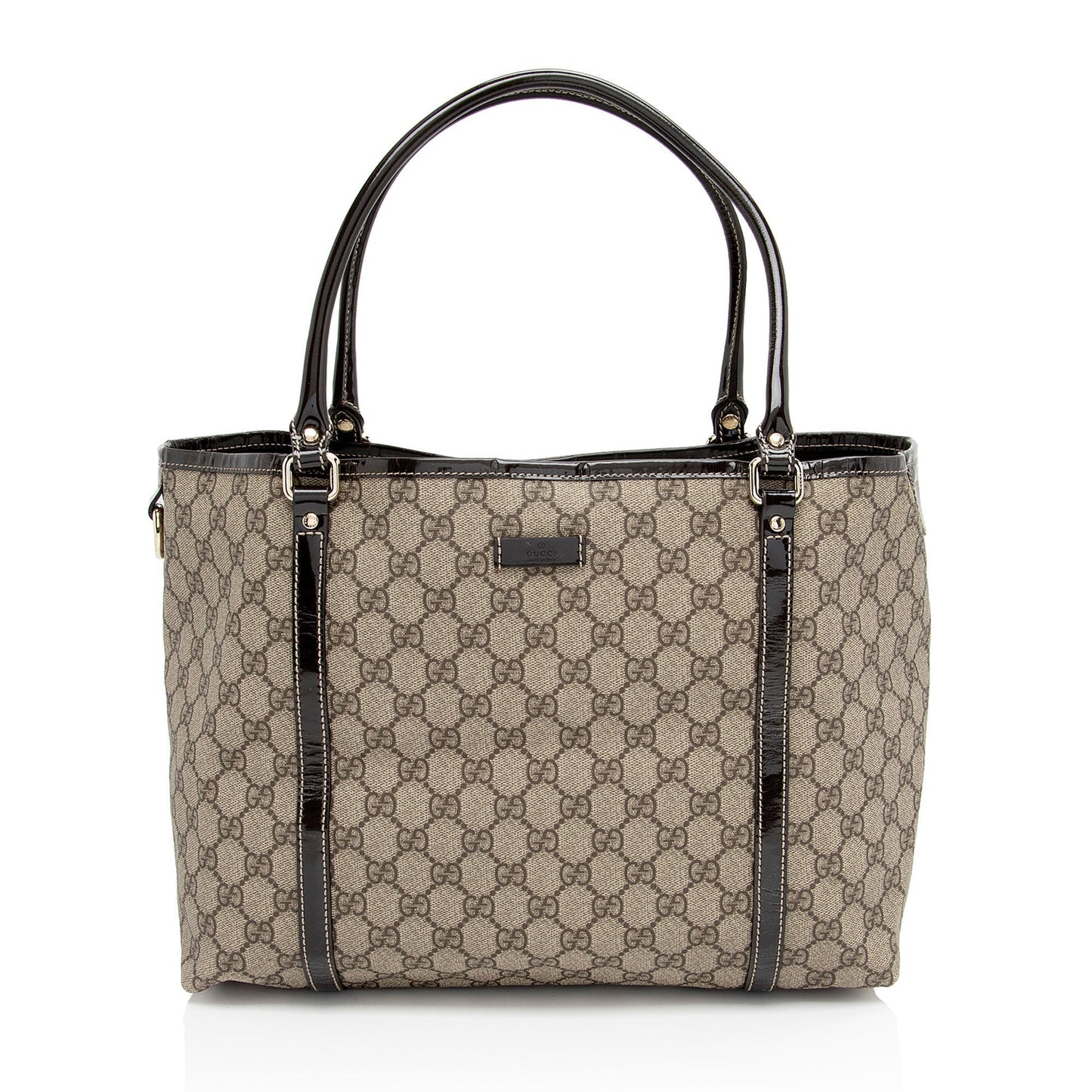 Gucci GG Supreme Joy SHF-fBcsfL Leather Canvas Patent Brown Tote Bag