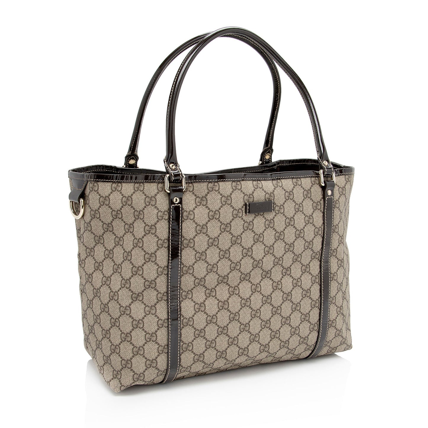 Gucci GG Supreme Joy SHF-fBcsfL Leather Canvas Patent Brown Tote Bag