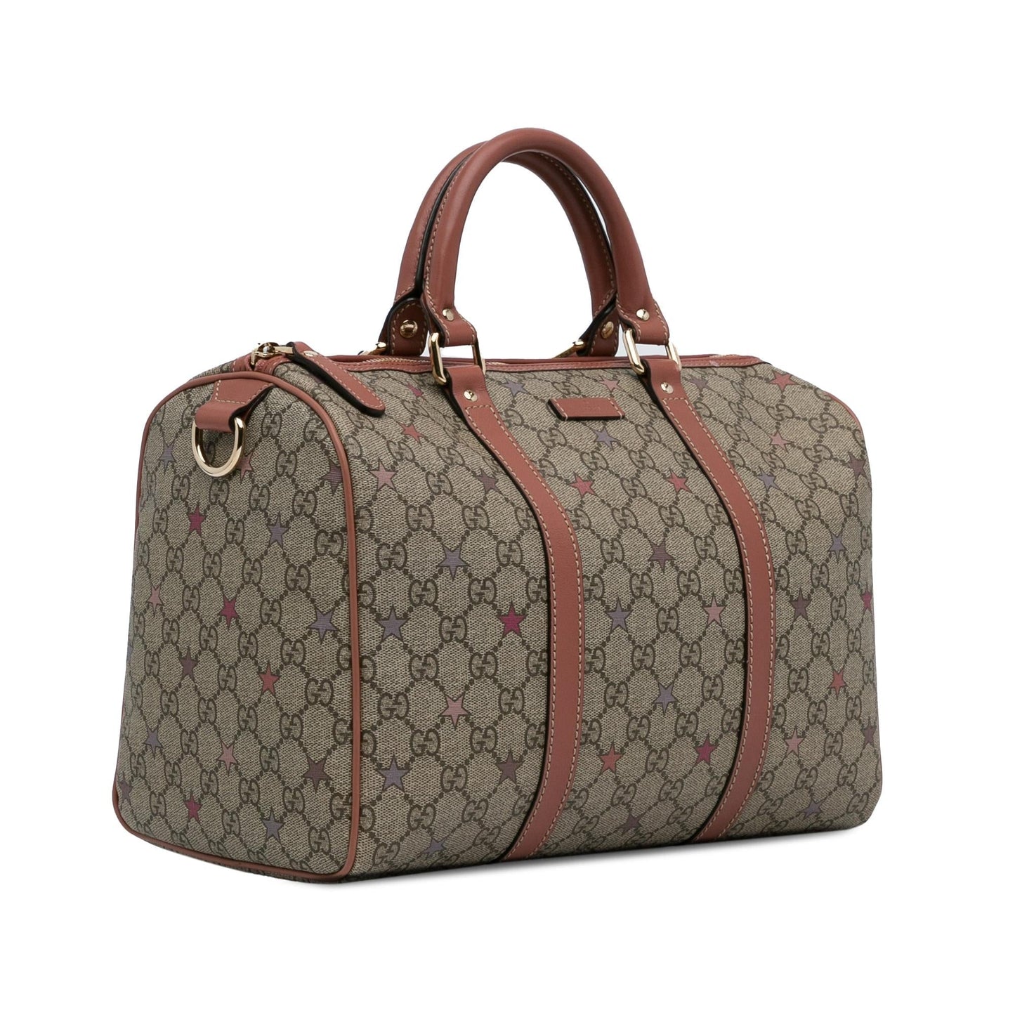 Gucci GG Supreme Joy Star Boston Canvas Calf Brown Satchel Bag