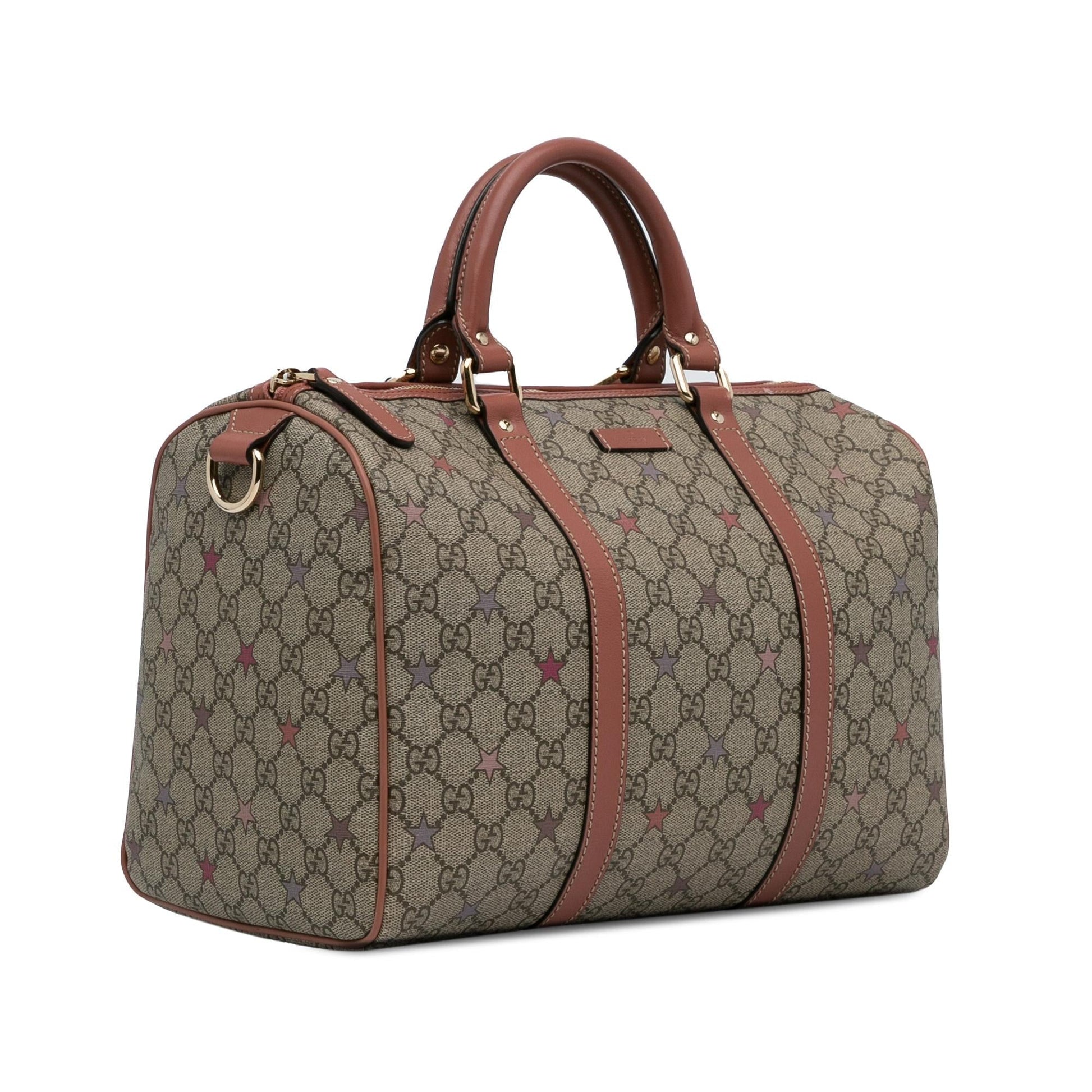 Gucci GG Supreme Joy Star Boston Canvas Calf Brown Satchel Bag