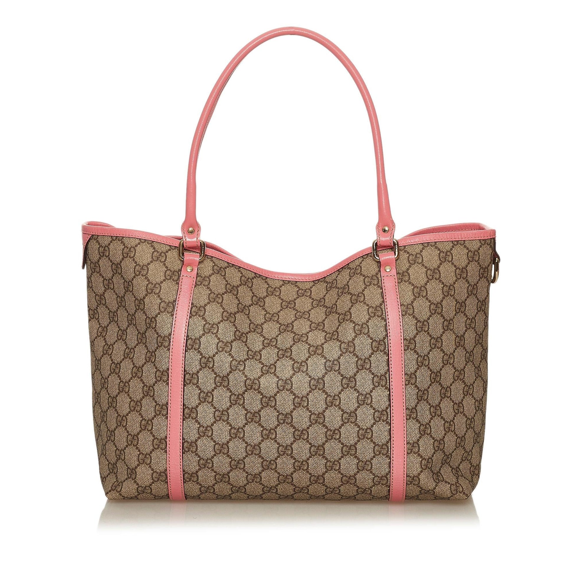 Gucci GG Supreme Joy SHG Canvas Brown Pink Tote Bag