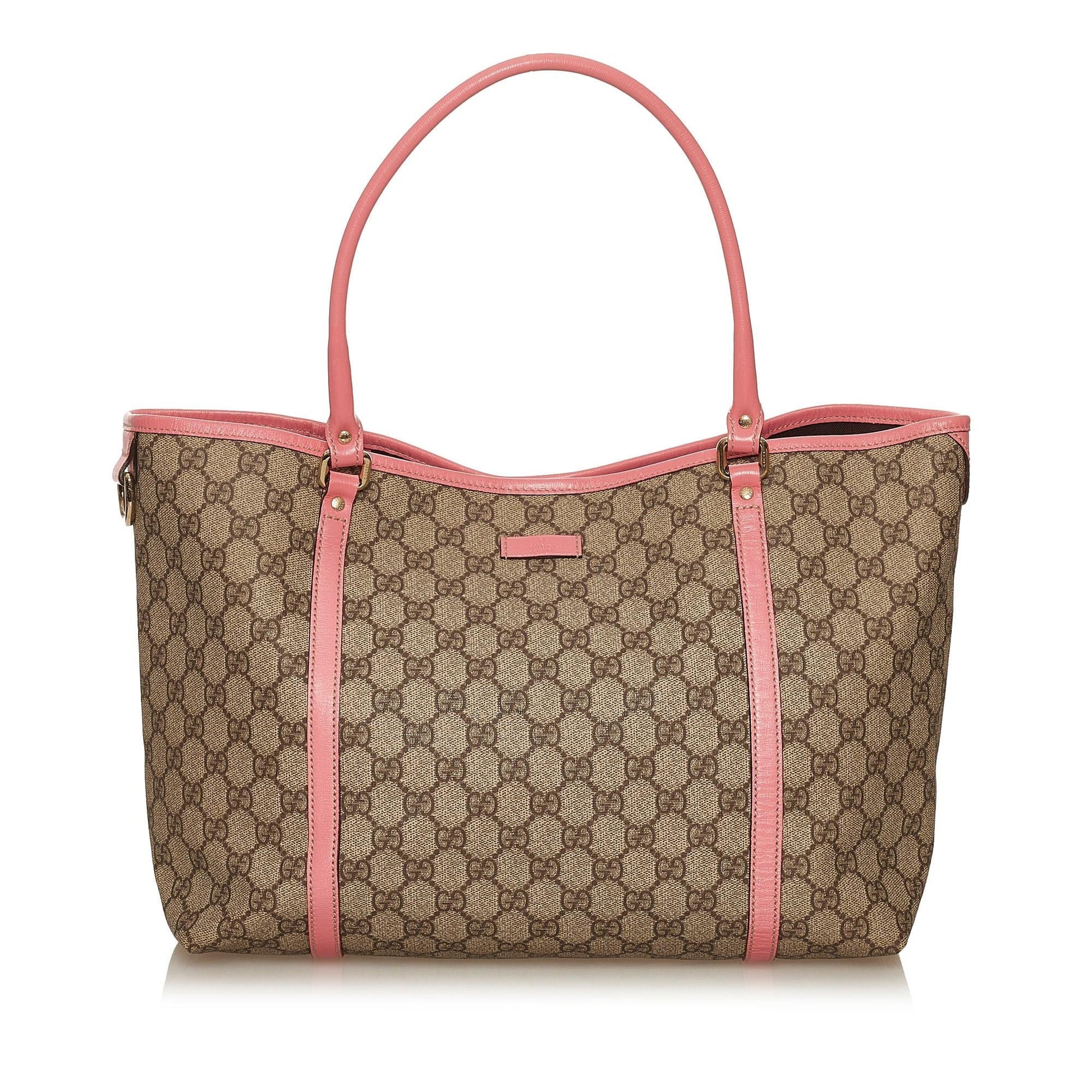 Gucci GG Supreme Joy SHG Canvas Brown Pink Tote Bag