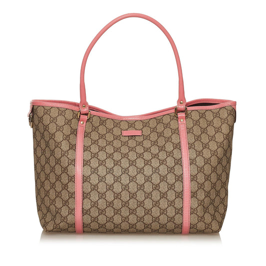Gucci GG Supreme Joy SHG Canvas Brown Pink Tote Bag