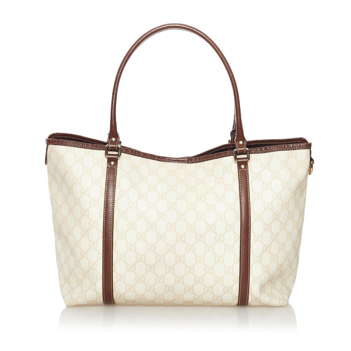 Gucci GG Supreme Joy SHG Canvas Calf White Brown Tote Bag