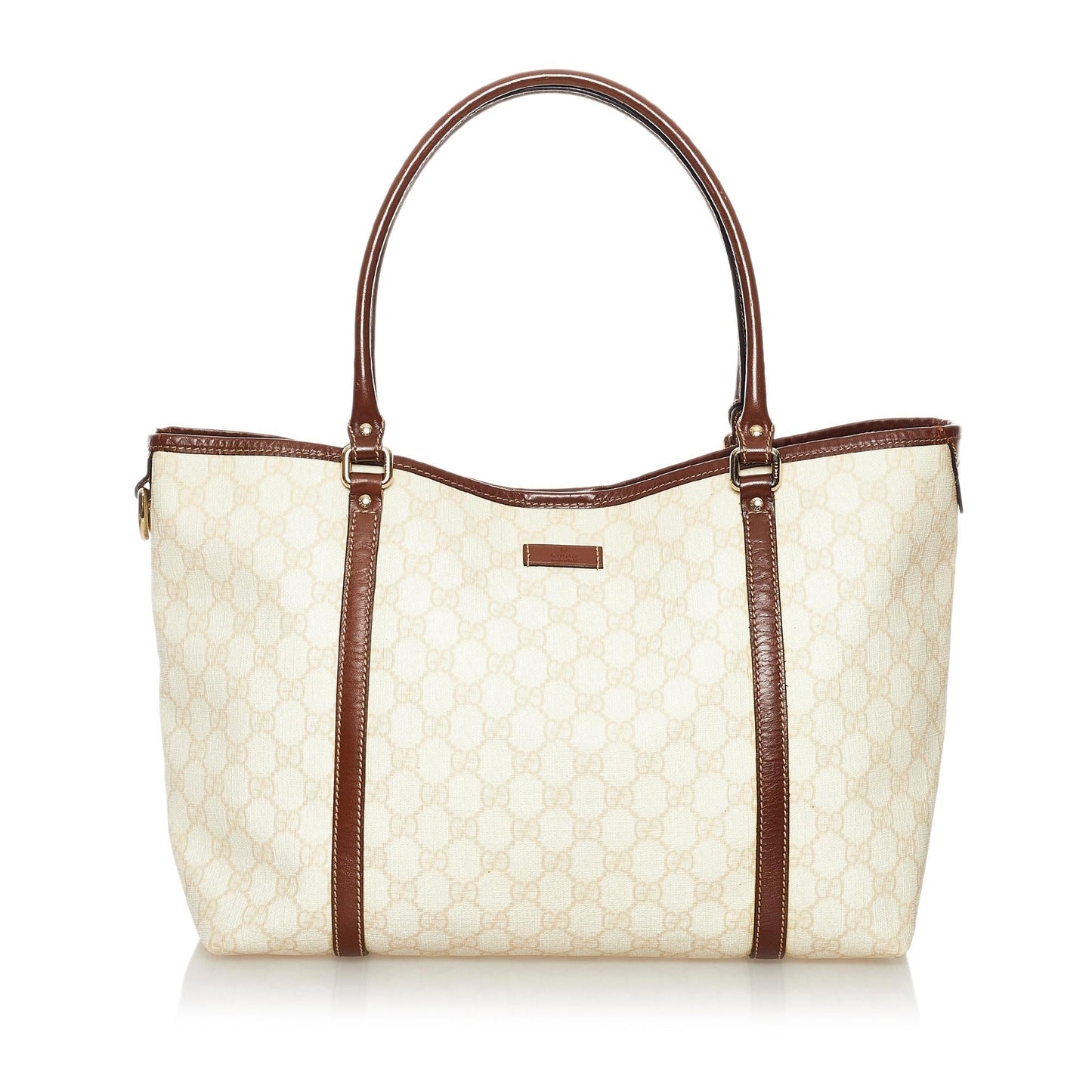 Gucci GG Supreme Joy SHG Canvas Calf White Brown Tote Bag