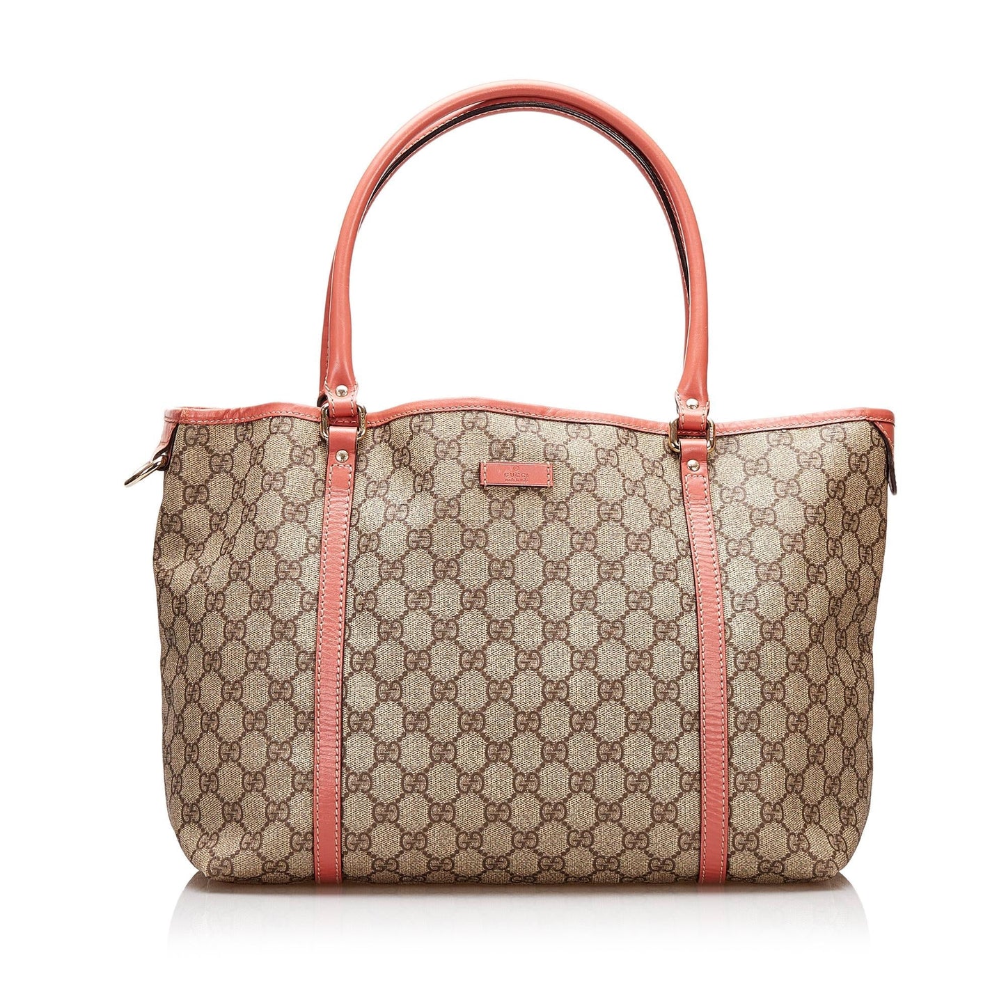 Gucci GG Supreme Joy SHG Canvas Calf Brown Pink Tote Bag