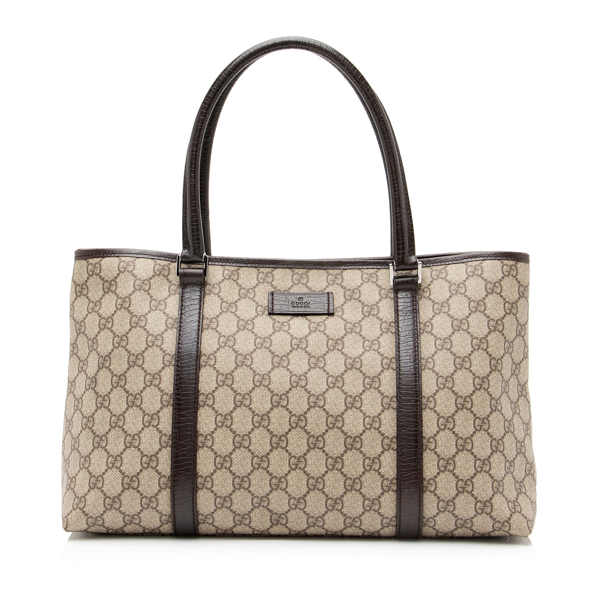 Gucci GG Supreme Joy SHF Leather Canvas Brown Beige Tote Bag Tote Shf