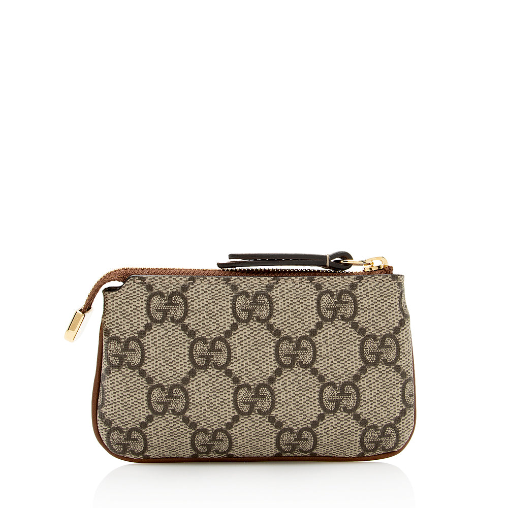 Gucci GG Supreme Key Pouch SHF Leather Canvas Brown Beige Accessory