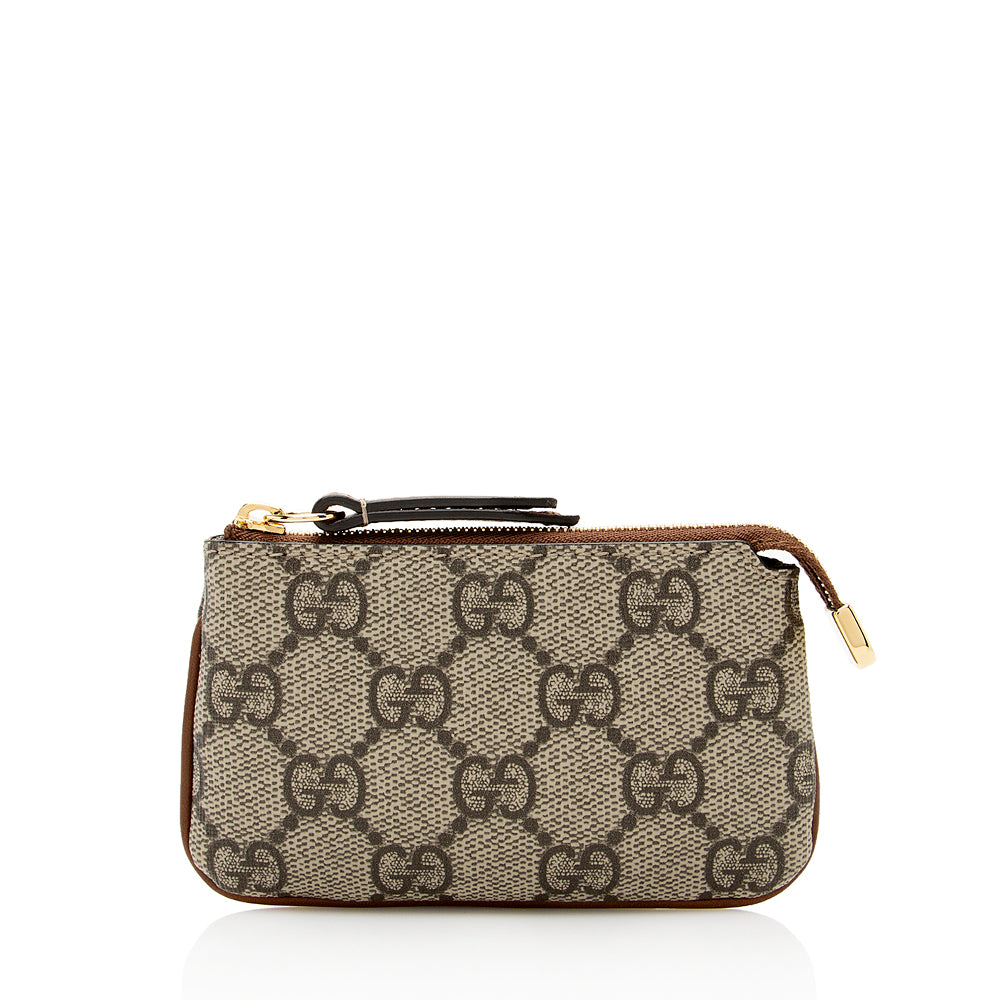 Gucci GG Supreme Key Pouch SHF Leather Canvas Brown Beige Accessory