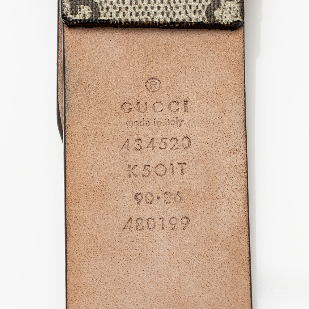 Gucci GG Supreme Kingsnake Belt - Leather Canvas Beige Accessory