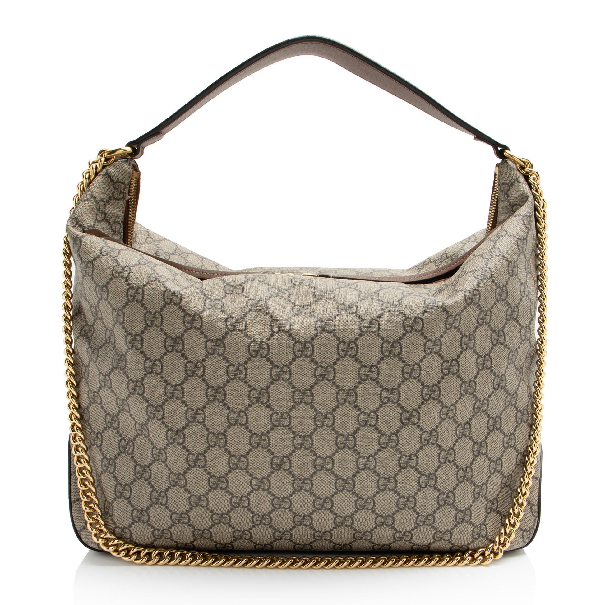 Gucci GG Supreme SHF-h1429a Leather Canvas Brown Large Shoulder Bag