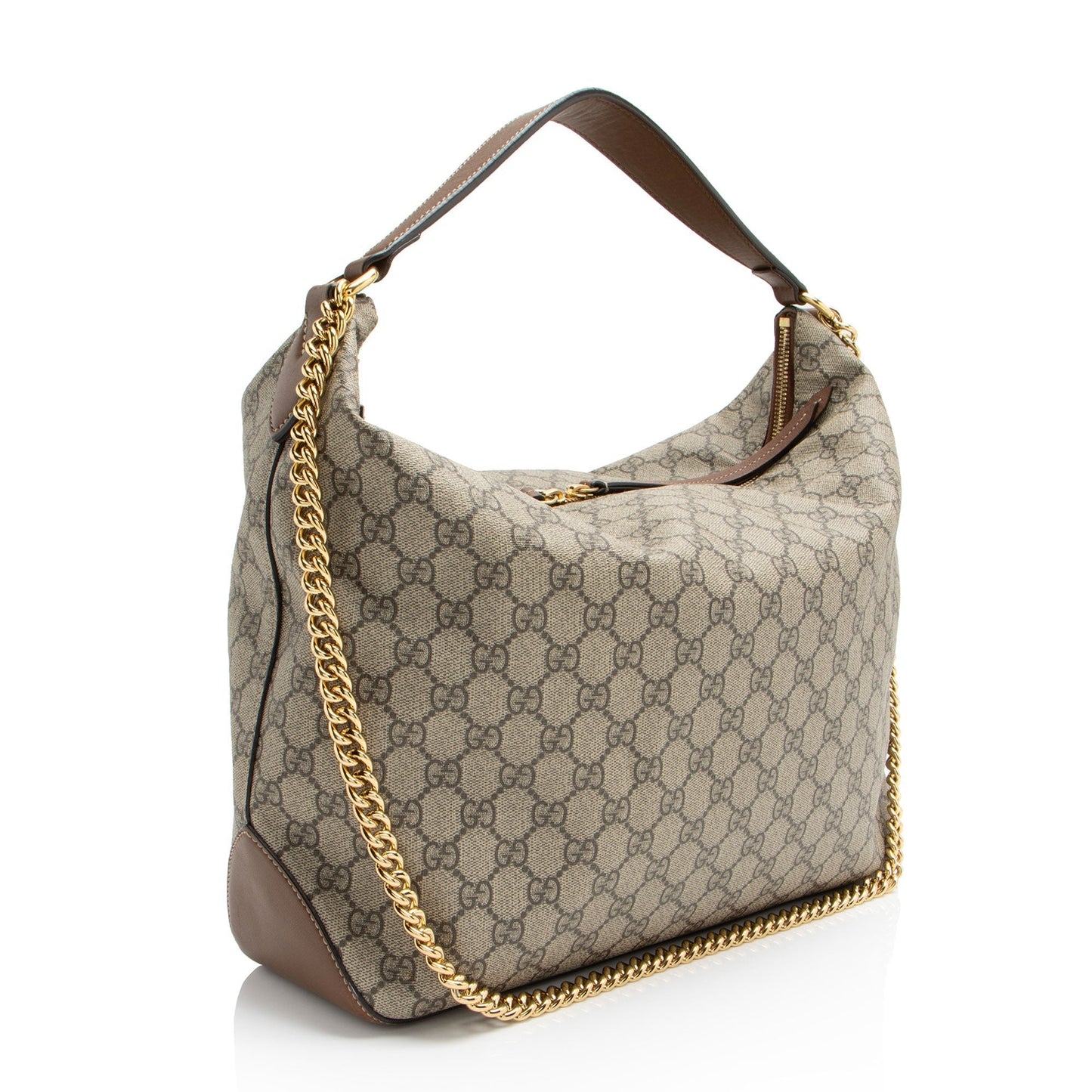 Gucci GG Supreme SHF-h1429a Leather Canvas Brown Large Shoulder Bag