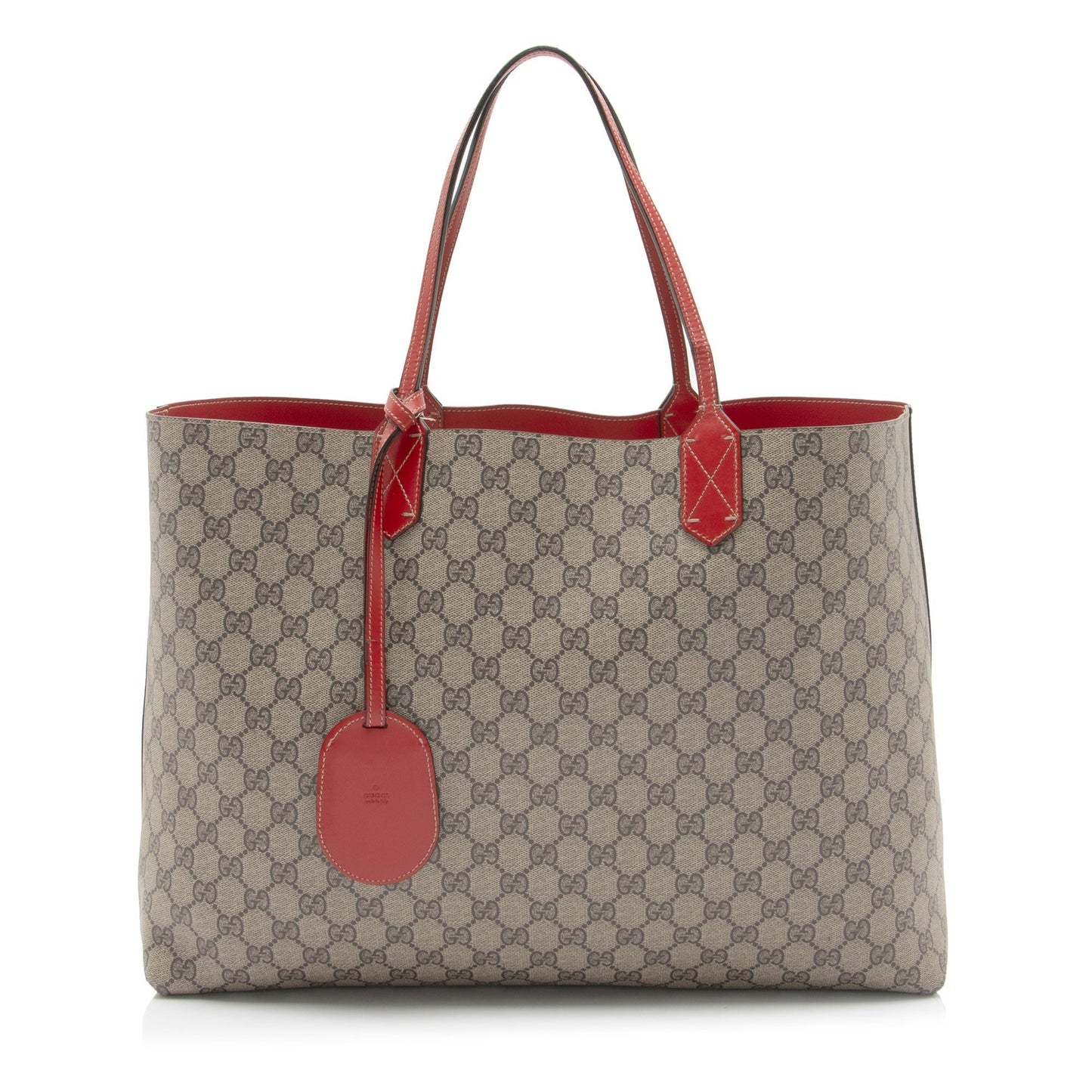 Gucci GG Supreme Reversible SHF-Y1F953 Leather Canvas Brown Red Tote Bag