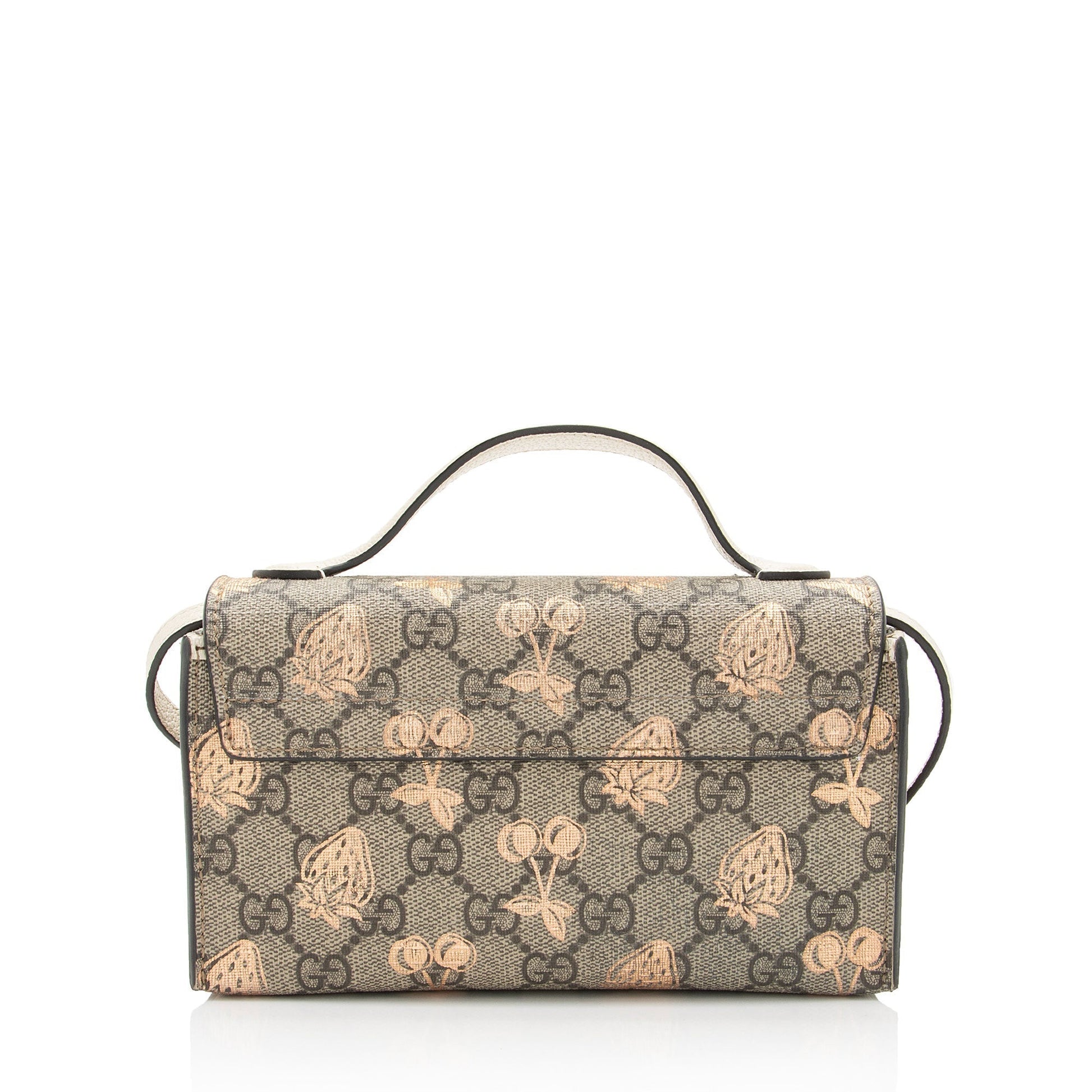 Gucci GG Supreme Berry Padlock SHF-OWluIJ Leather Canvas Brown Beige Crossbody Bag
