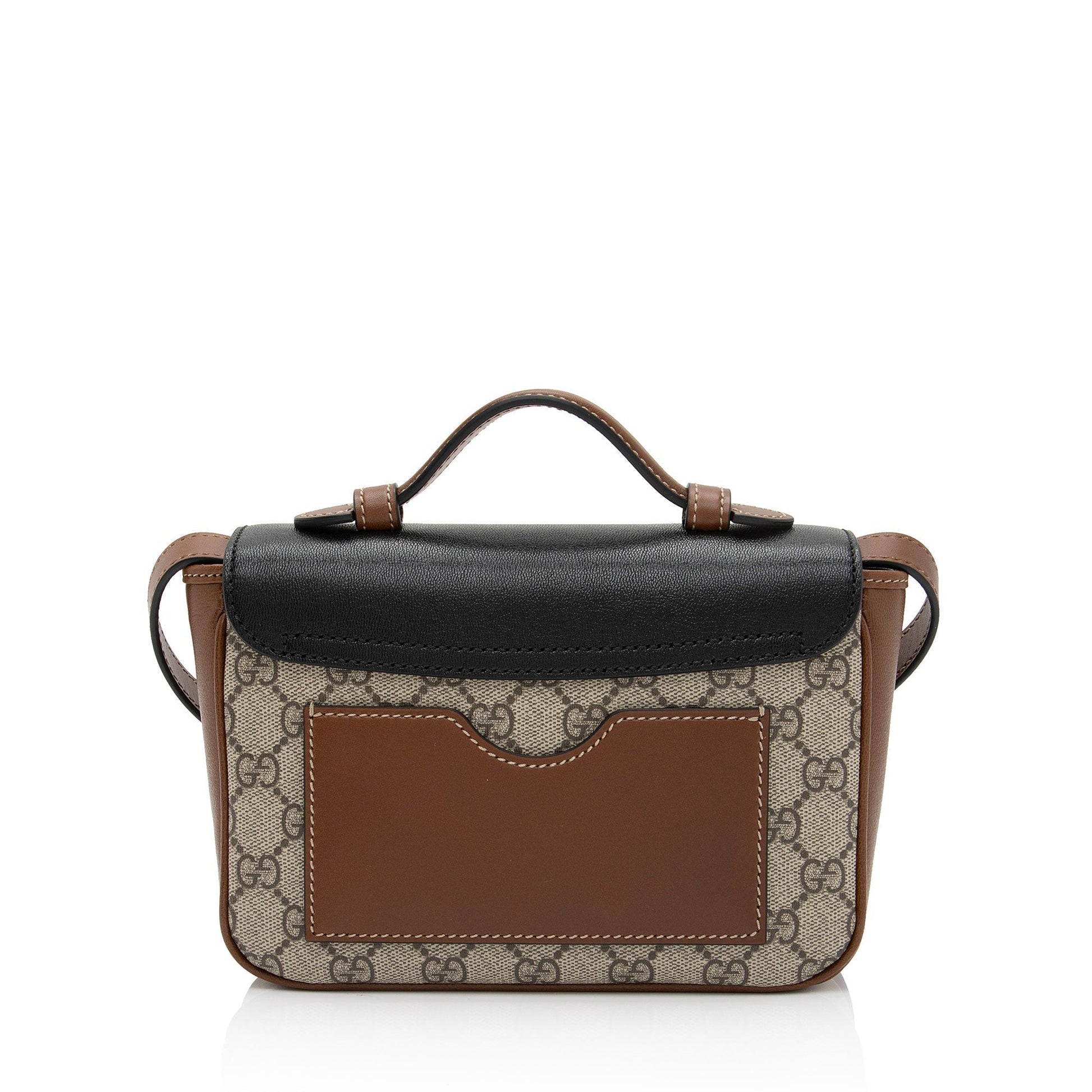 Gucci GG Supreme Padlock SHF-C1X2QZ Leather Canvas Black Brown Crossbody Bag