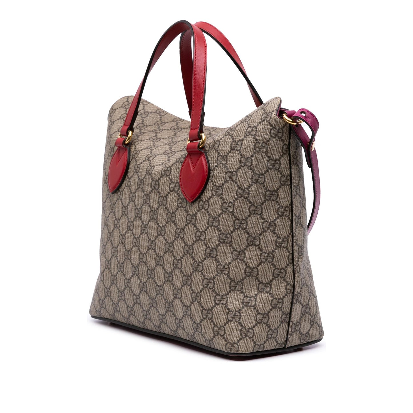 Gucci GG Supreme Linea A Foldover Canvas Calf Brown Tote Bag