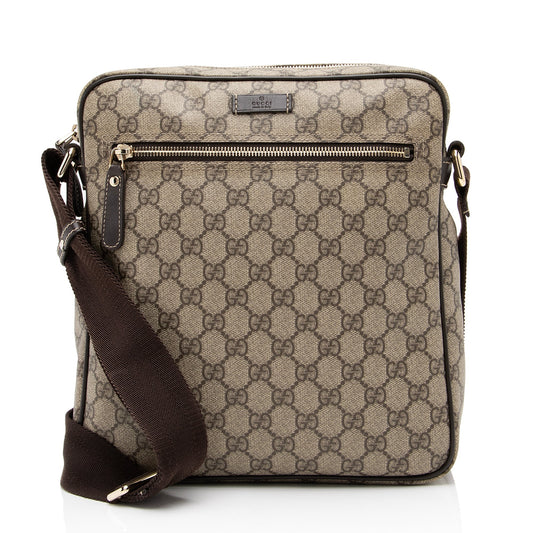 Gucci GG Supreme Messenger SHF Leather Canvas Nylon Brown Shoulder Bag