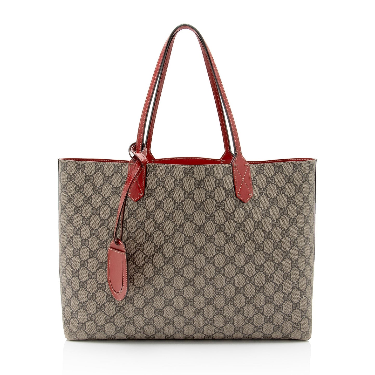 Gucci GG Supreme Reversible SHF-VpKL0G Leather Canvas Beige Red Tote Bag