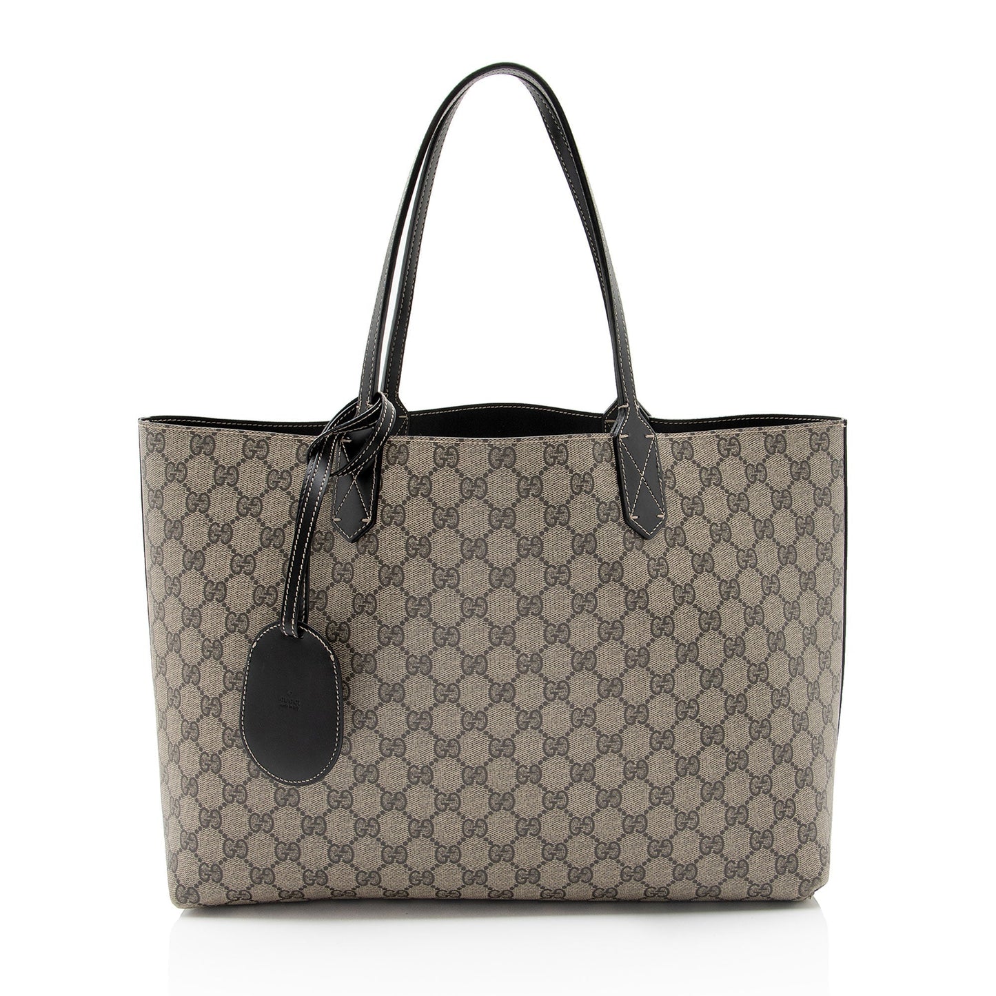 Gucci GG Supreme Reversible SHF-qx6Yn5 Leather Canvas Black Brown Tote Bag