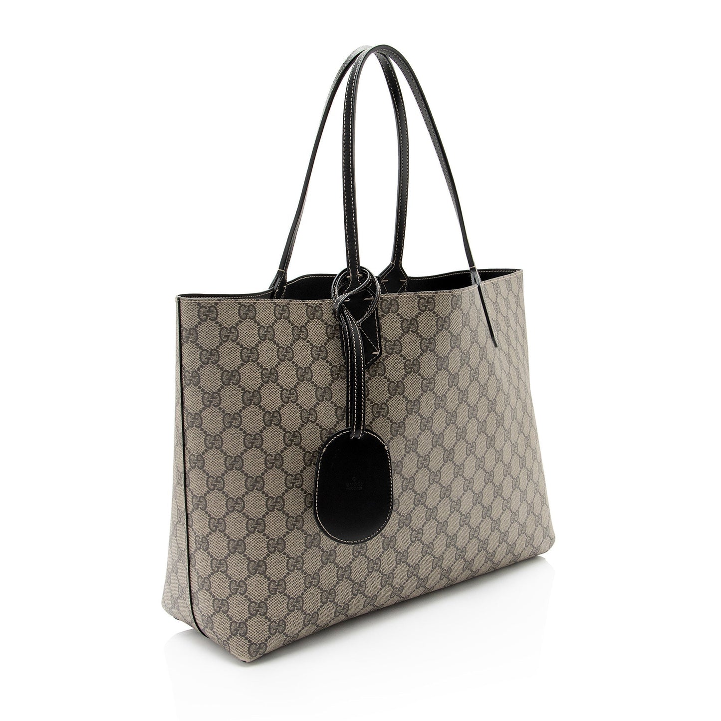 Gucci GG Supreme Reversible SHF-qx6Yn5 Leather Canvas Black Brown Tote Bag
