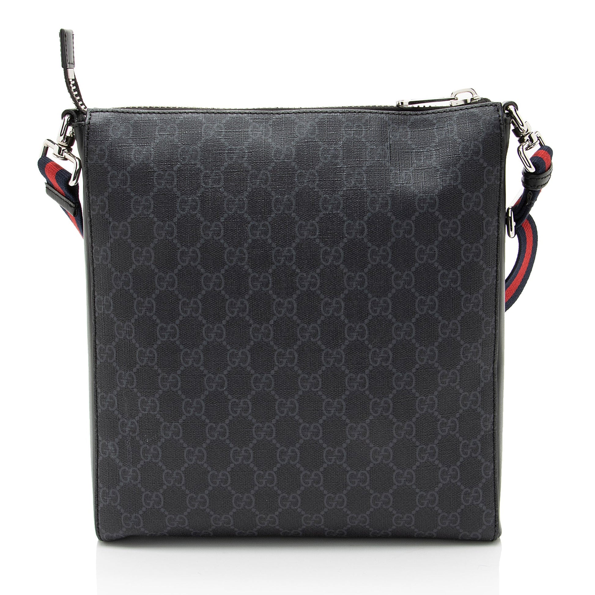 Gucci GG Supreme Messenger Leather Canvas Nylon Black Shoulder Bag