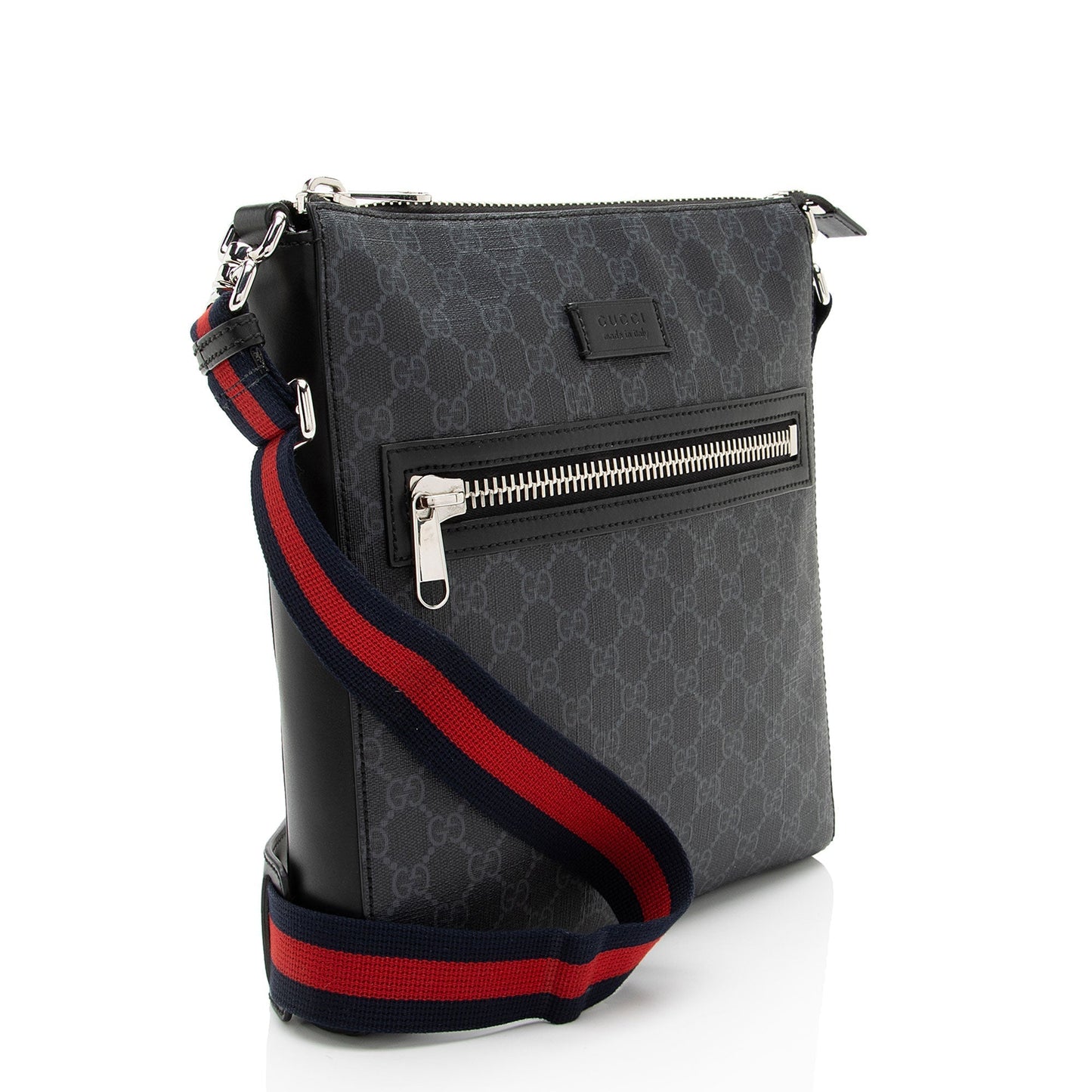 Gucci GG Supreme Messenger Leather Canvas Nylon Black Shoulder Bag