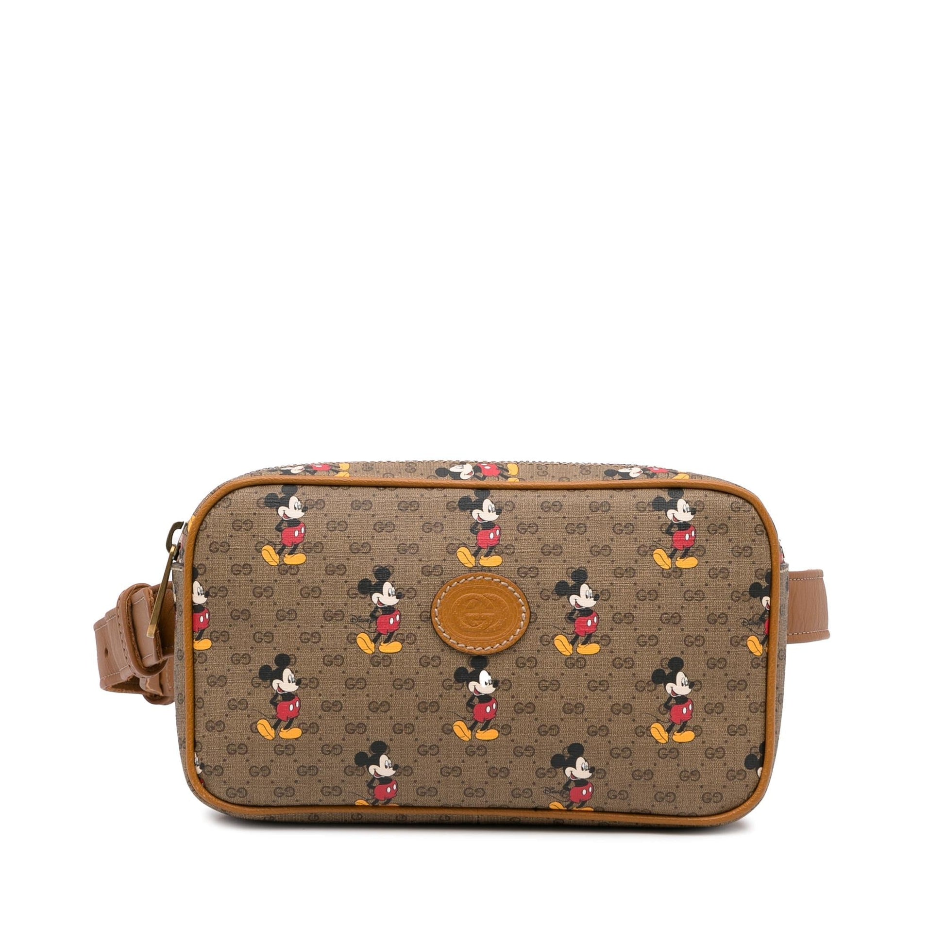 Gucci GG Supreme Mickey Belt SHG-wmmSkK Canvas Brown Accessory