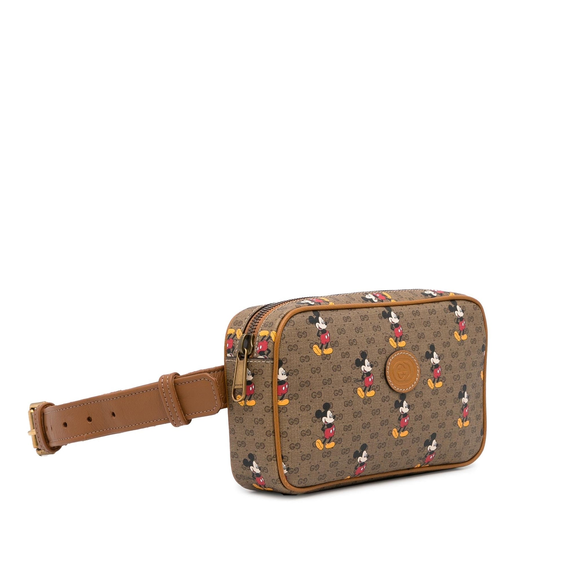 Gucci GG Supreme Mickey Belt SHG-wmmSkK Canvas Brown Accessory