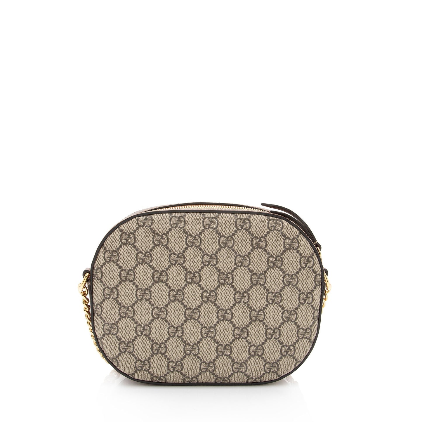Gucci GG Supreme Chain SHF-ln23nV Leather Canvas Brown Beige Crossbody Bag