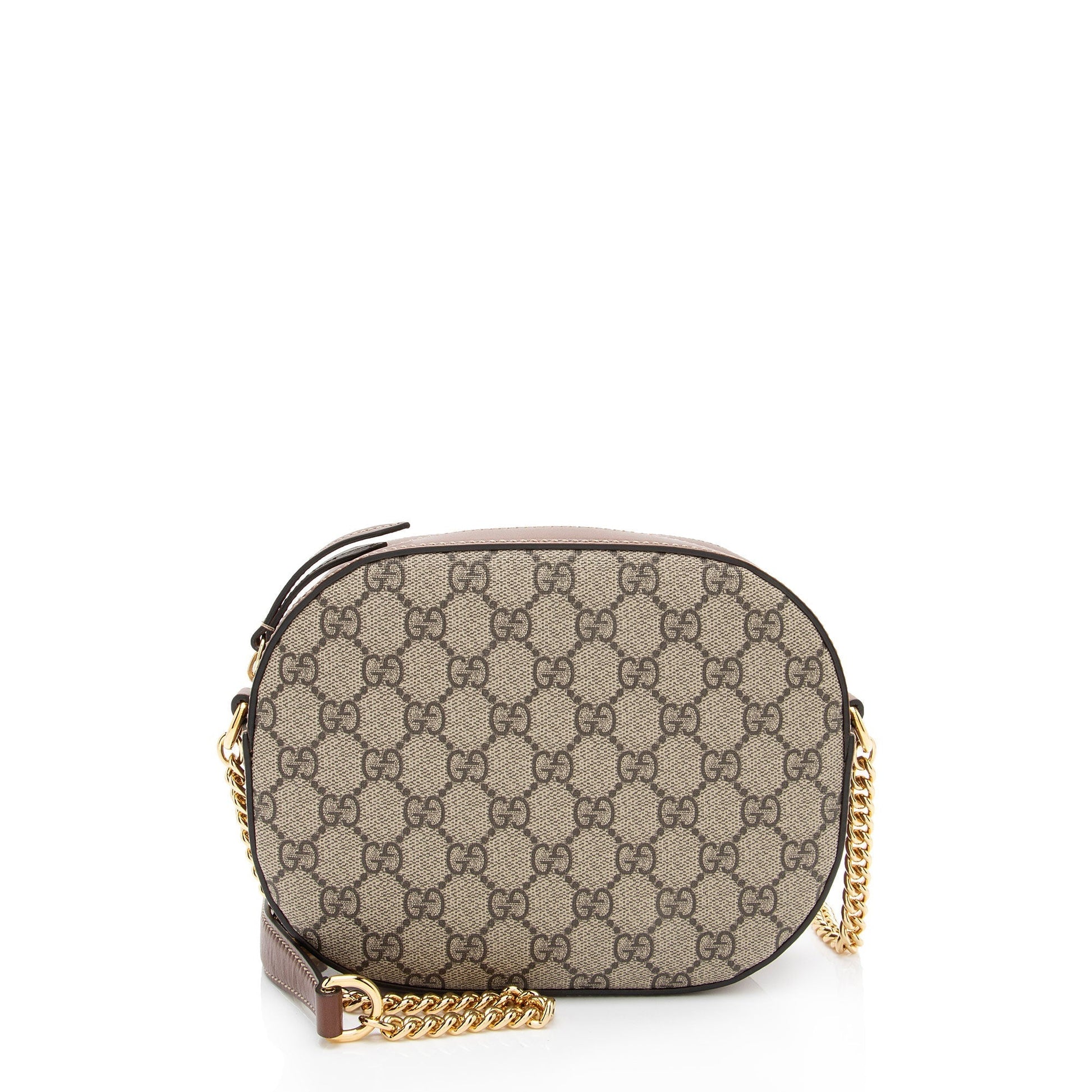 Gucci GG Supreme Chain SHF-ln23nV Leather Canvas Brown Beige Crossbody Bag