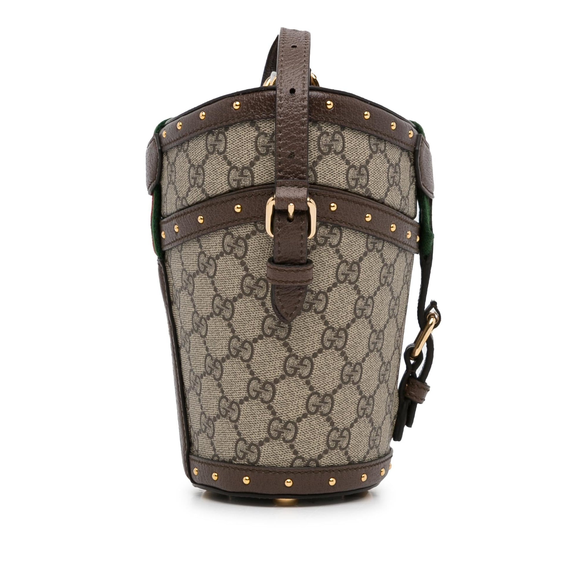 Gucci GG Supreme Hat Case SHG-3ngRUE Canvas Brown Mini Satchel Bag