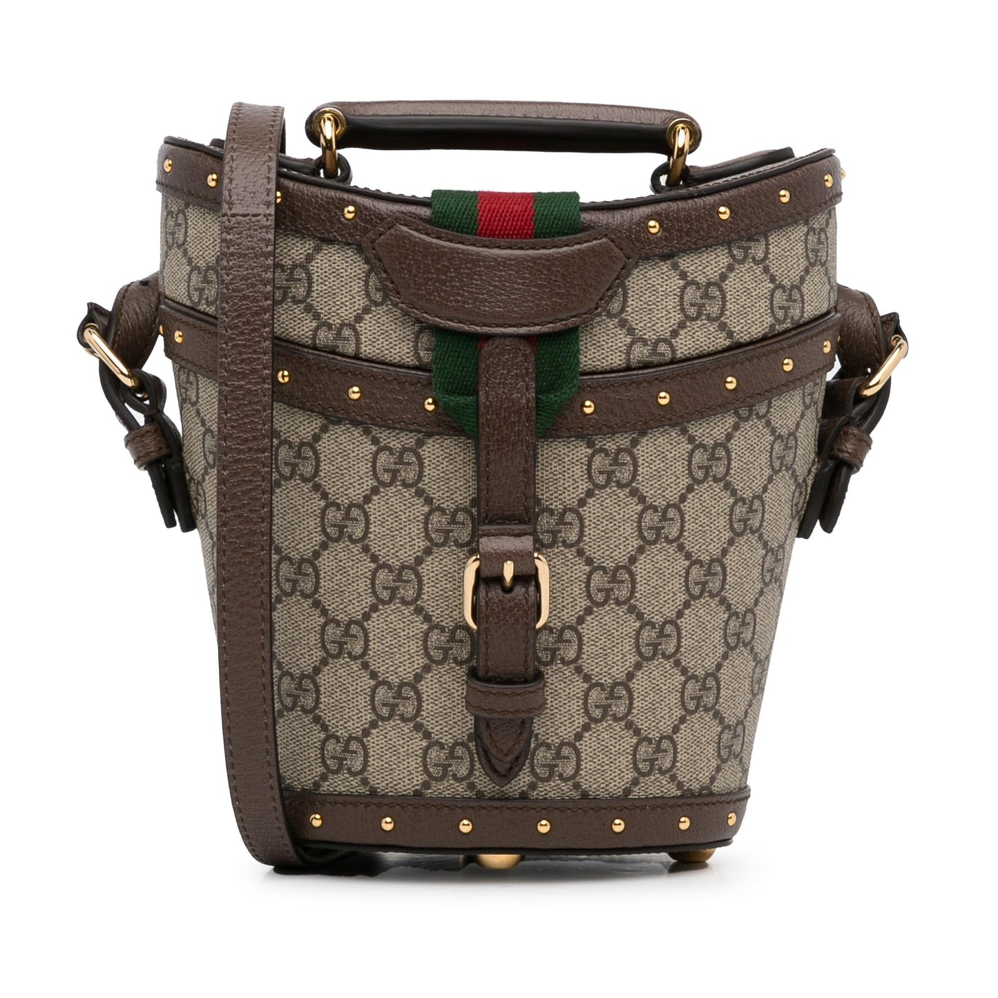 Gucci GG Supreme Hat Case SHG-3ngRUE Canvas Brown Mini Satchel Bag