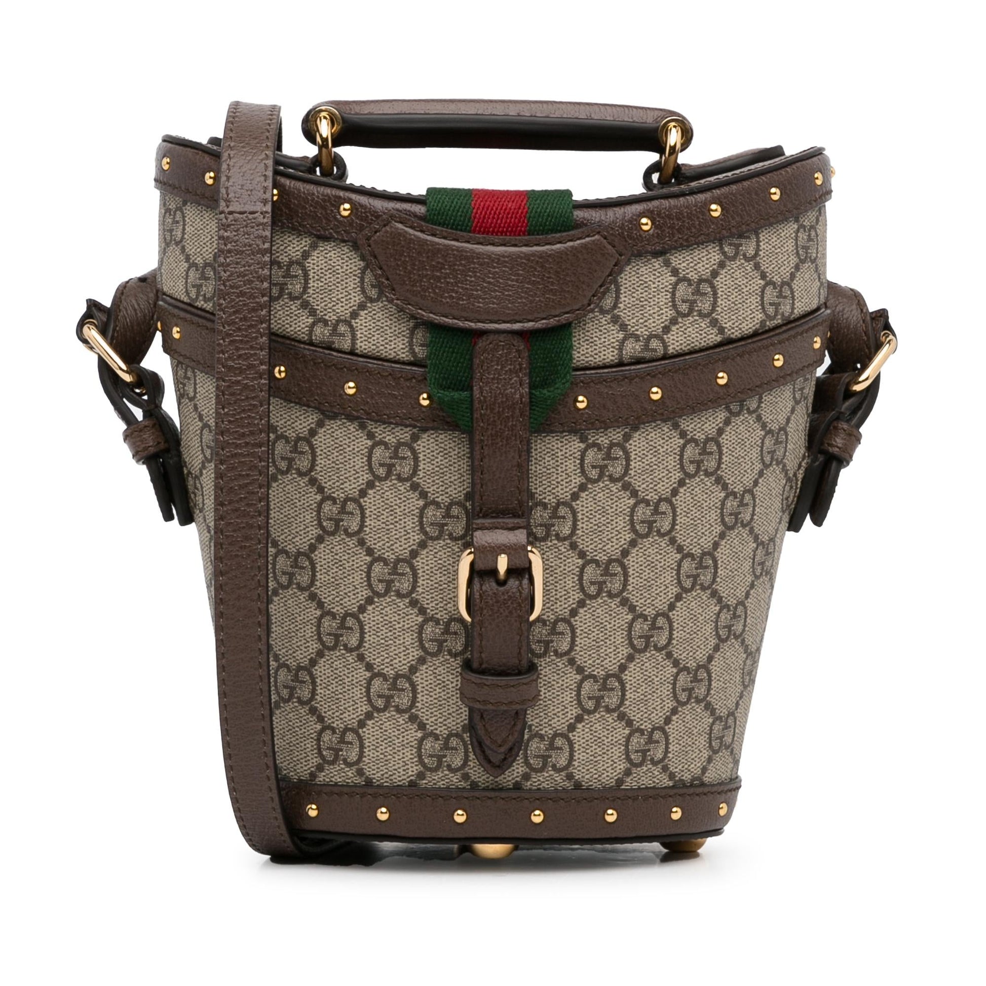 Gucci GG Supreme Hat Case SHG-3ngRUE Canvas Brown Mini Satchel Bag