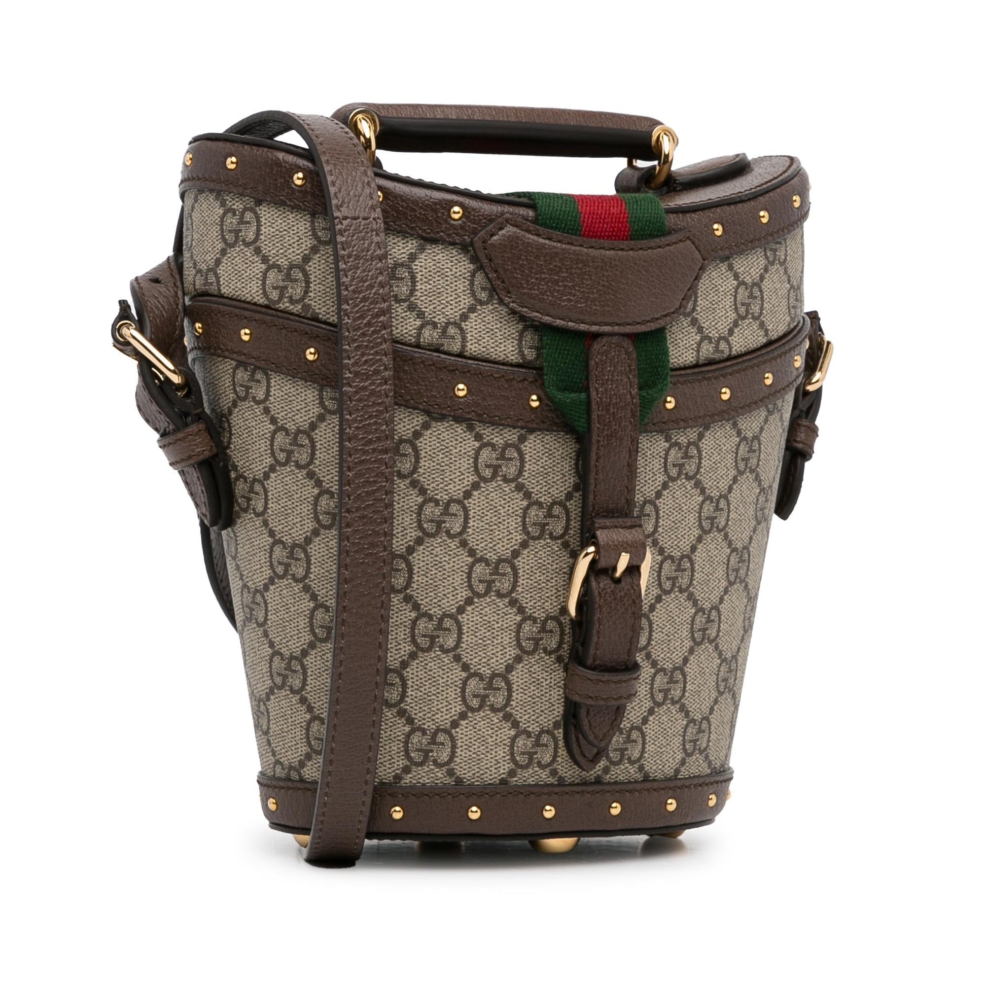 Gucci GG Supreme Hat Case SHG-3ngRUE Canvas Brown Mini Satchel Bag