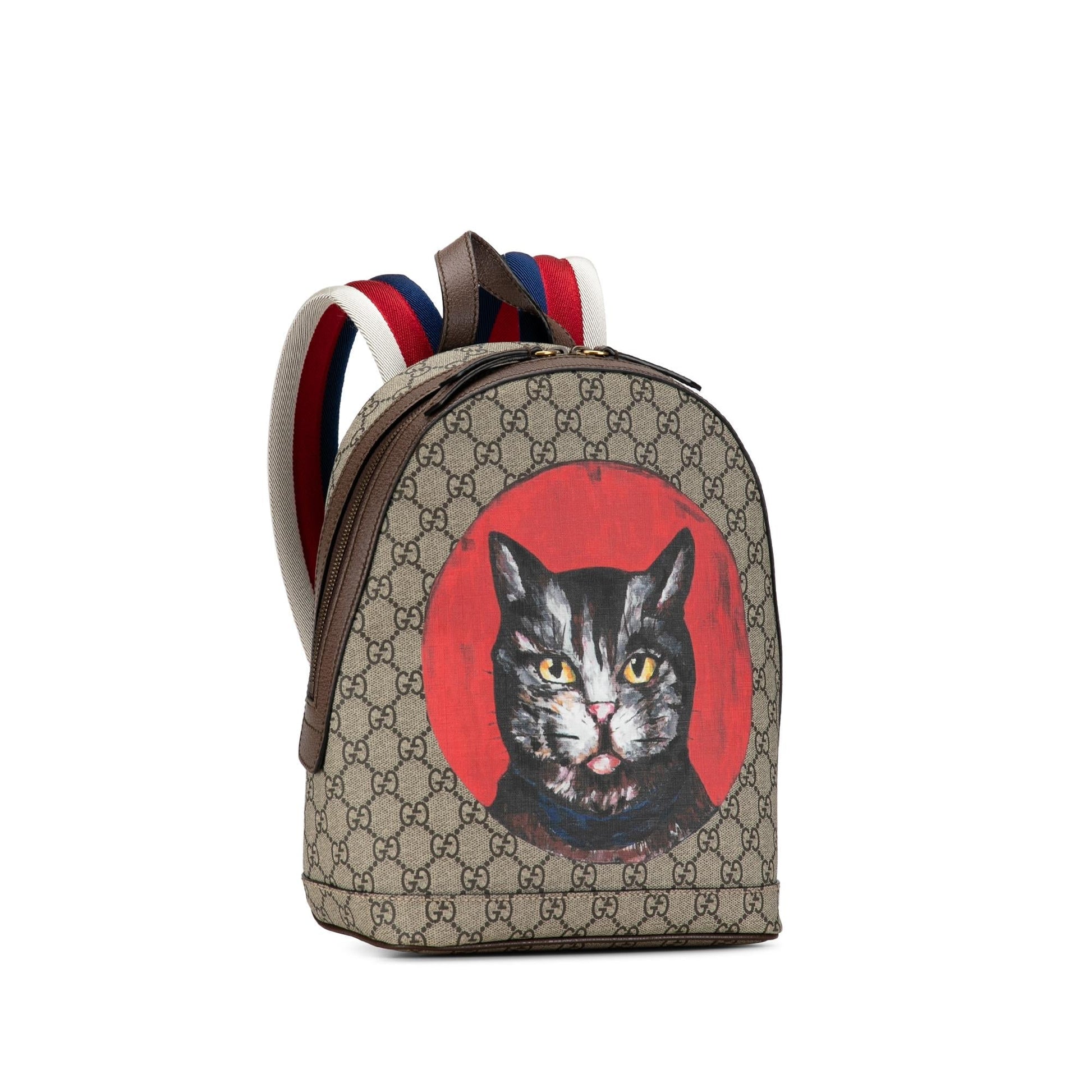 Gucci GG Supreme Mystic Cat Backpack Canvas Brown