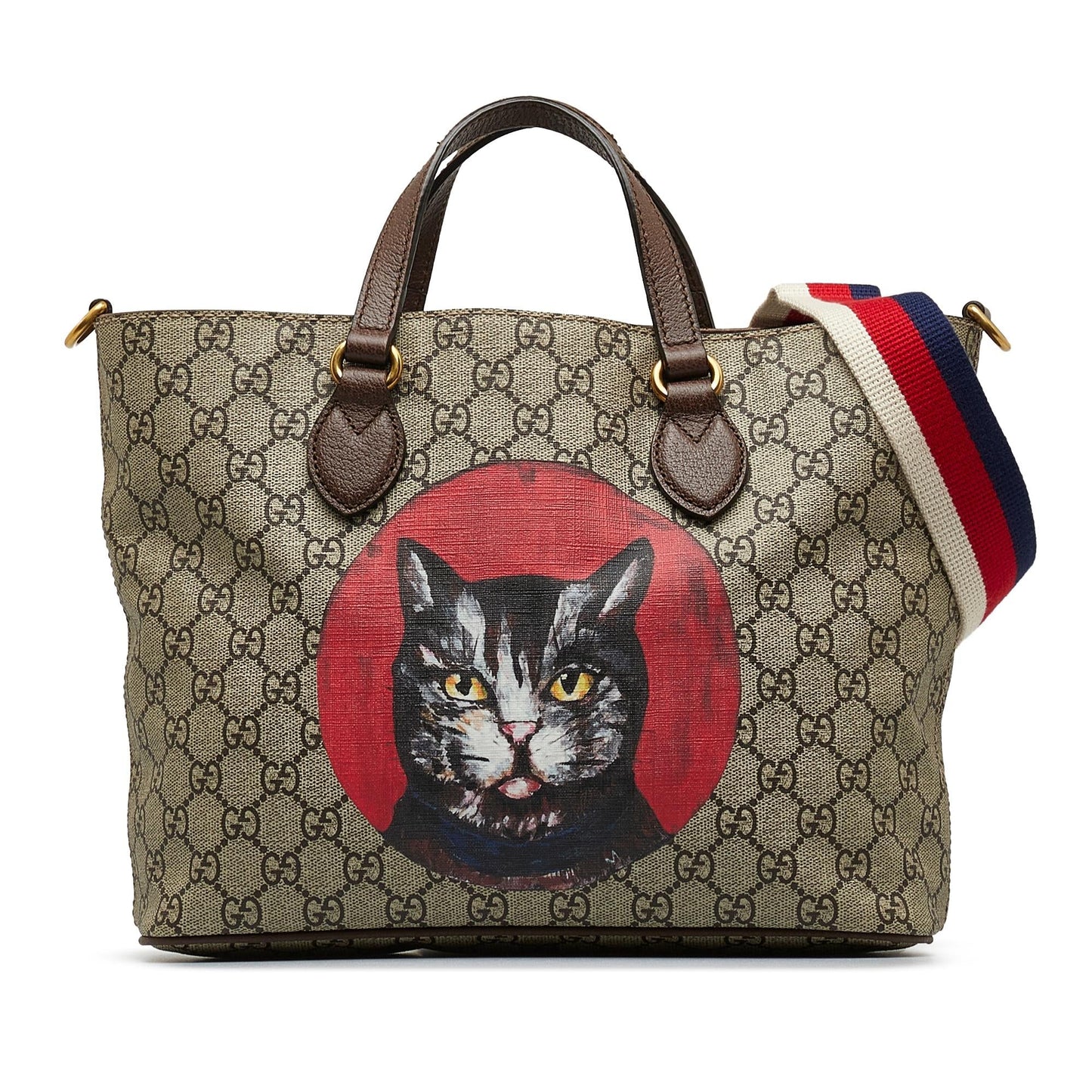 Gucci GG Supreme Mystic Cat SHG-JMBObq Canvas Brown Satchel Bag