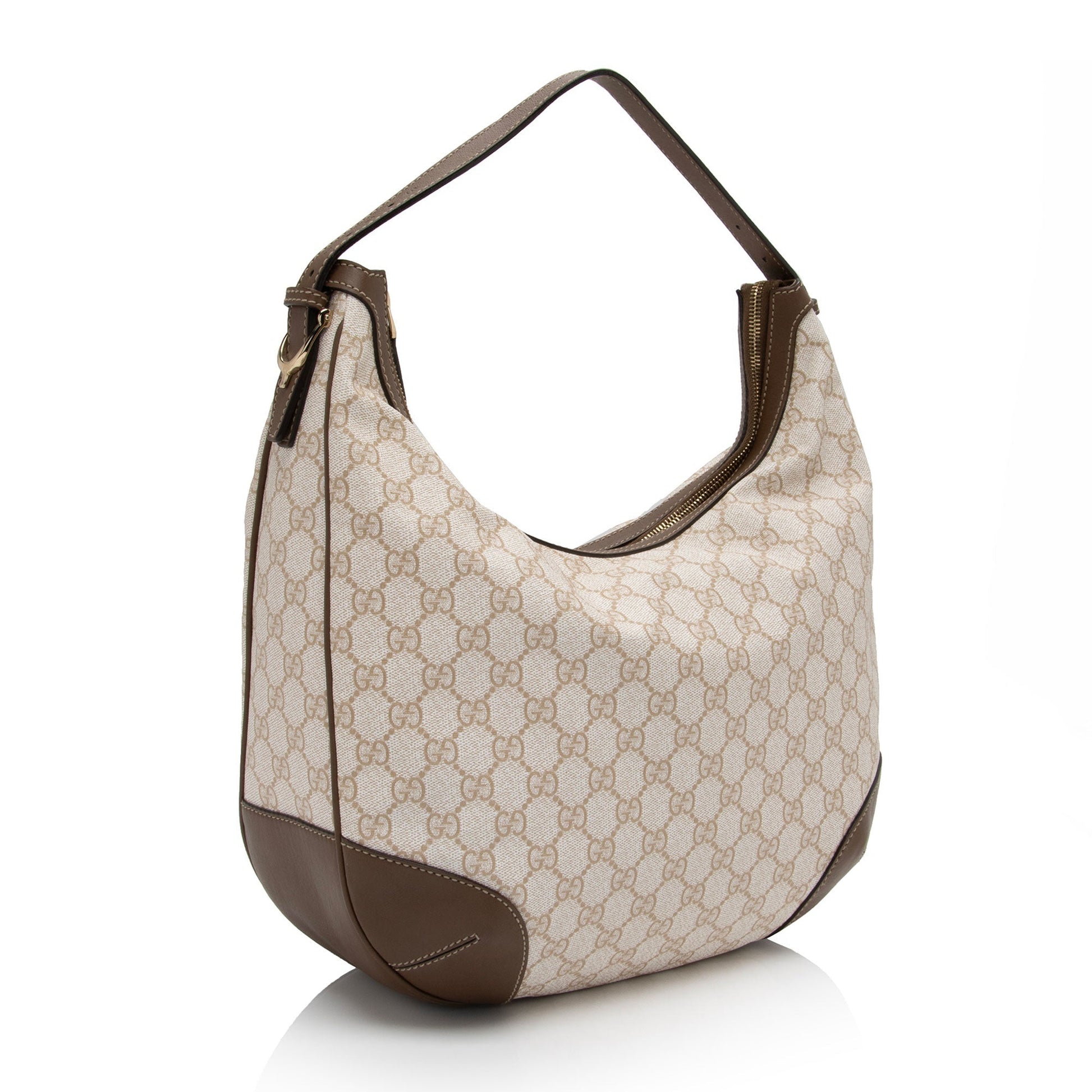 Gucci GG Supreme Nice SHF-O8S24J Leather Canvas Brown Beige Shoulder Bag