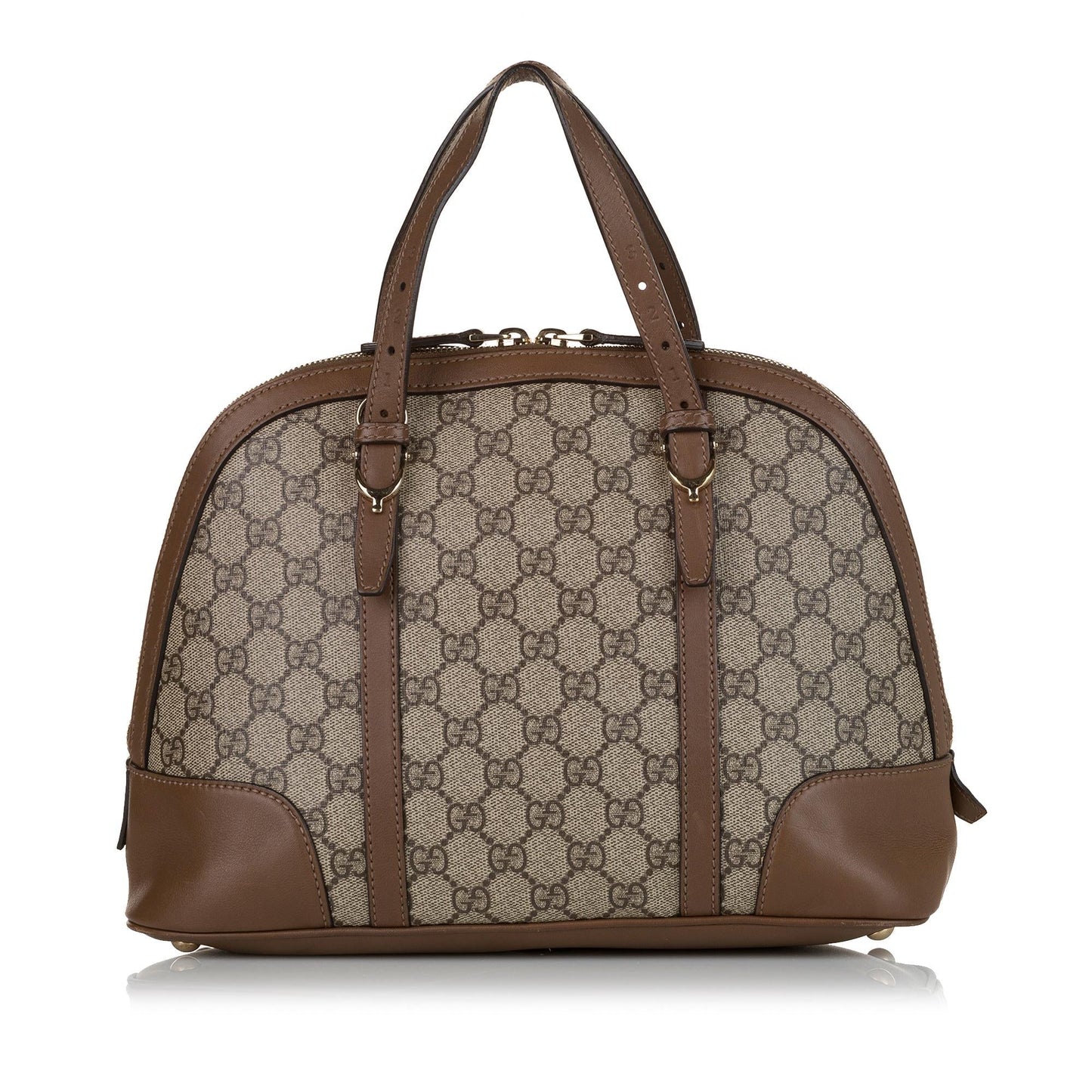 Gucci GG Supreme Nice SHG Canvas Calf Brown Satchel Bag